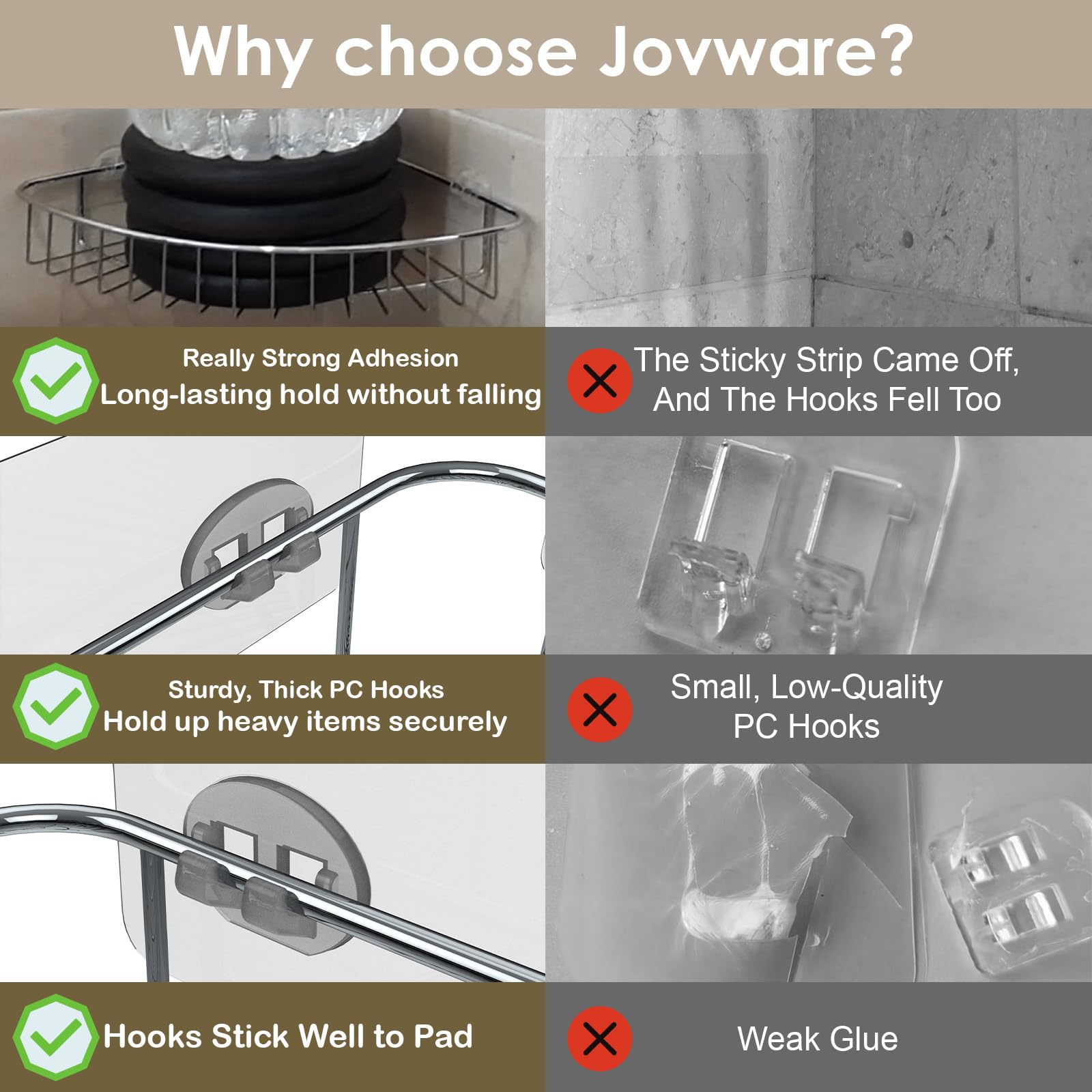 Jovware Shower Caddy Adhesive Replacement Stickers, Replacement Adhesive For Shower Caddy, Shower Organizer Adhesive Replacement