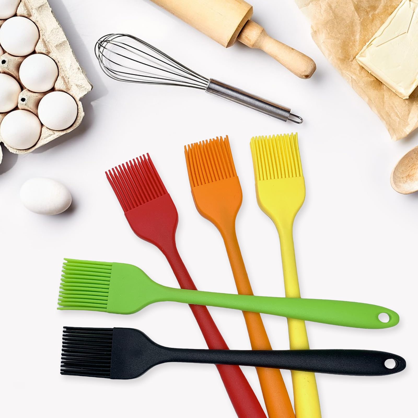 Craebuer Silicone Basting Pastry Brush, 5 Pack Heat Resistant Cooking Brush For Oil Butter Sauce, Food Brush For Bbq Grill Barbe