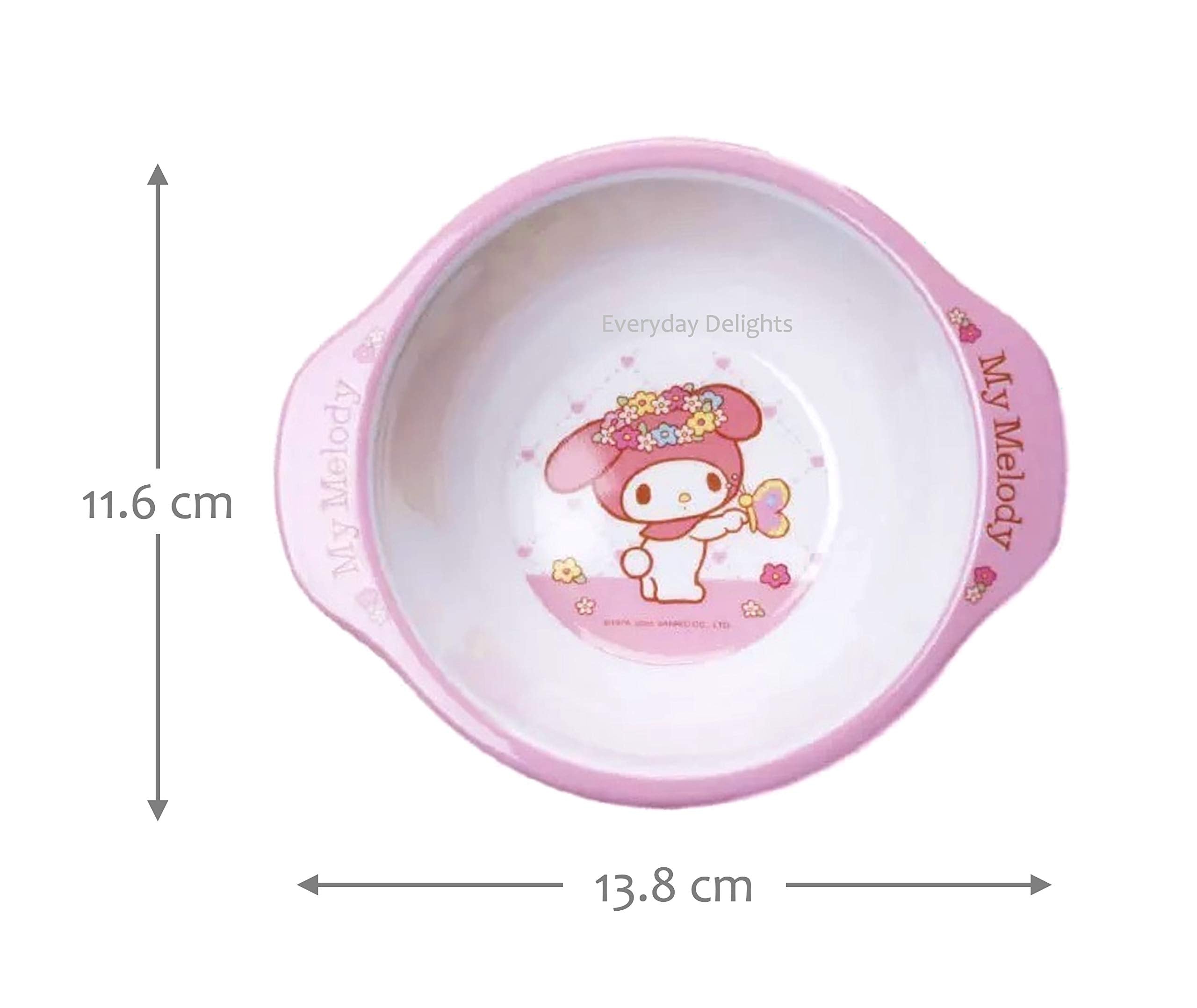 Everyday Delights My Melody Rabbit Dinnerware Flatware Meal Set for Girls - Plate Bowl Cup Spoon, 4 pieces, Pink