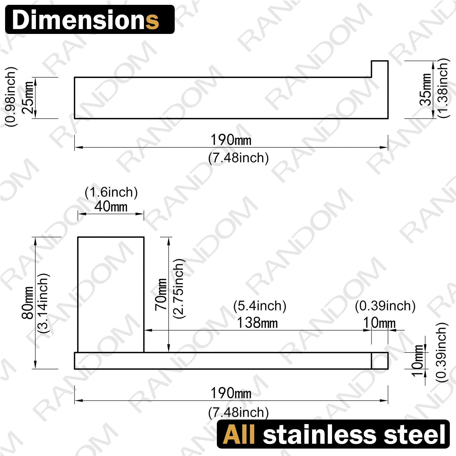 Random Matte Black Toilet Paper Holder Square Bathroom Hardware Accessories Sus 304 Stainless Steel Tissue Paper Roll Holder Con