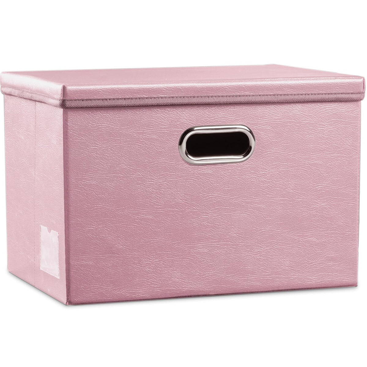 Prandom Large Collapsible Storage Box With Lid [1-Pack] Leather Fabric Foldable Storage Bin Organizer Container Basket Cube With