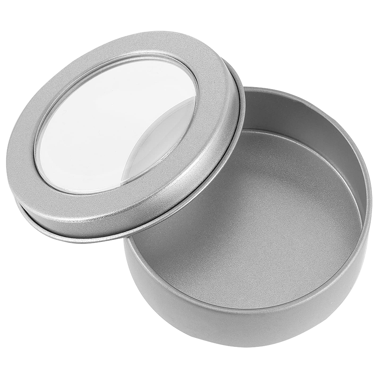 Sheutsan 48 Pack 2 Oz Metal Tins Cans, Round Empty Container Cans With Clear Window Top, Round Tin Container Bottle For Cosmetic