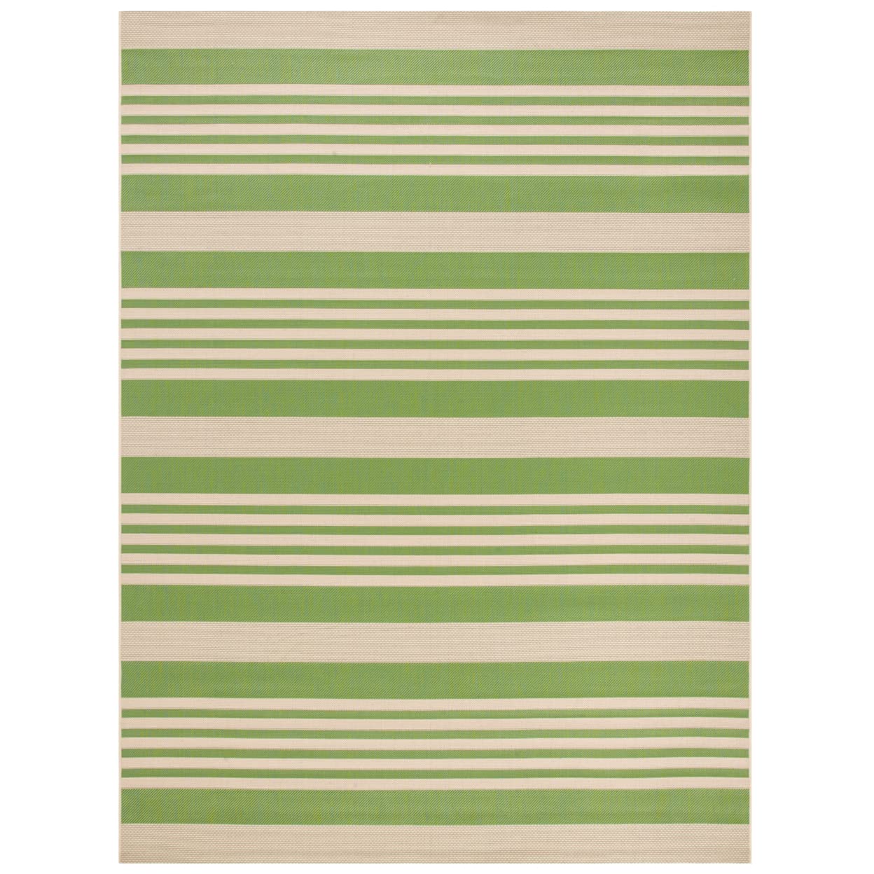 SAFAVIEH Courtyard Collection Area Rug - 8 x 10, Green & Beige, Stripe Design, Non-Shedding & Easy Care, Indoor/Outdoor & Wash