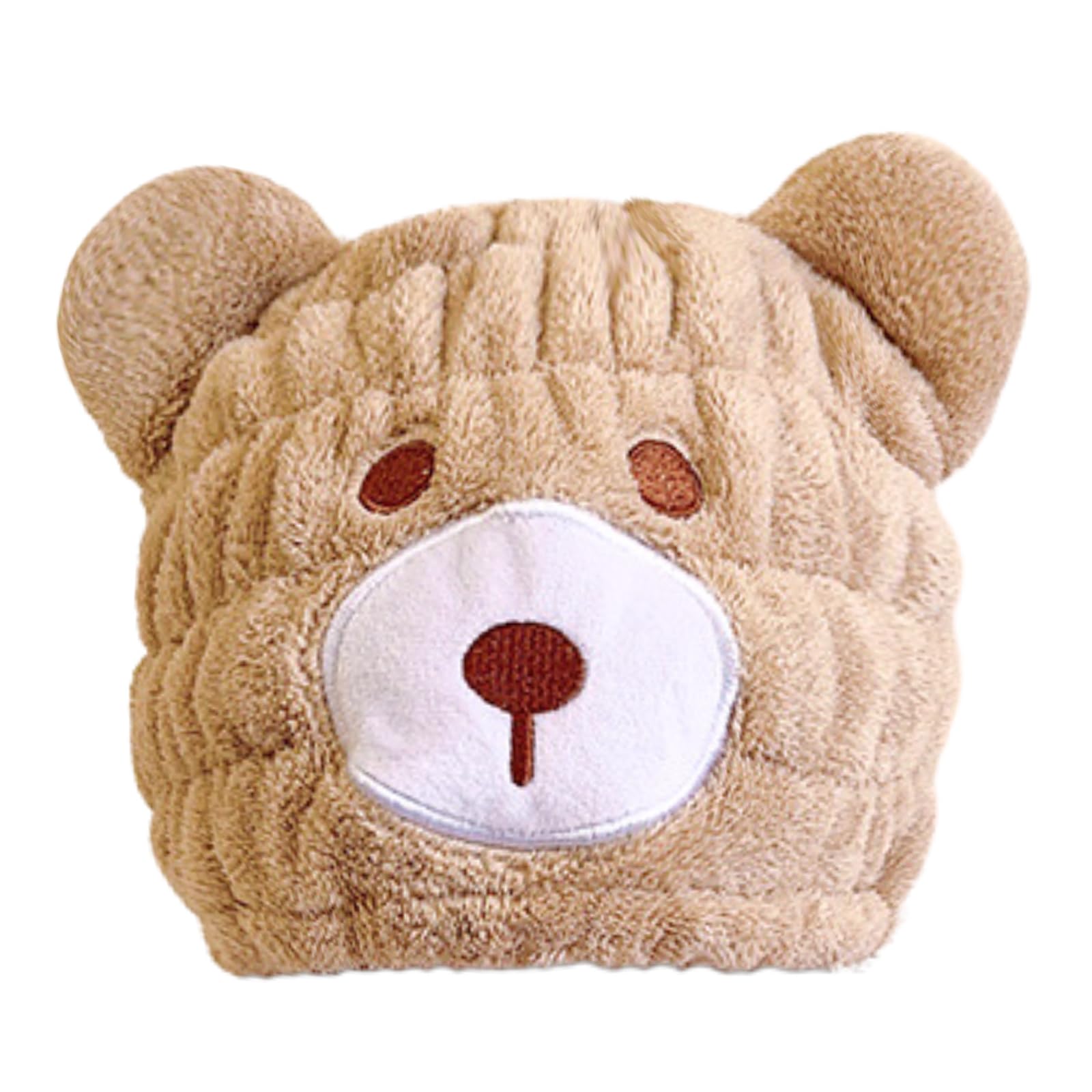 LCBD Microfiber Hair Towel Wrap for Kids, Brown Bear Dry Hair Cap Set with Hair Scrunchies, Absorbent Quick Hair Drying Towel fo