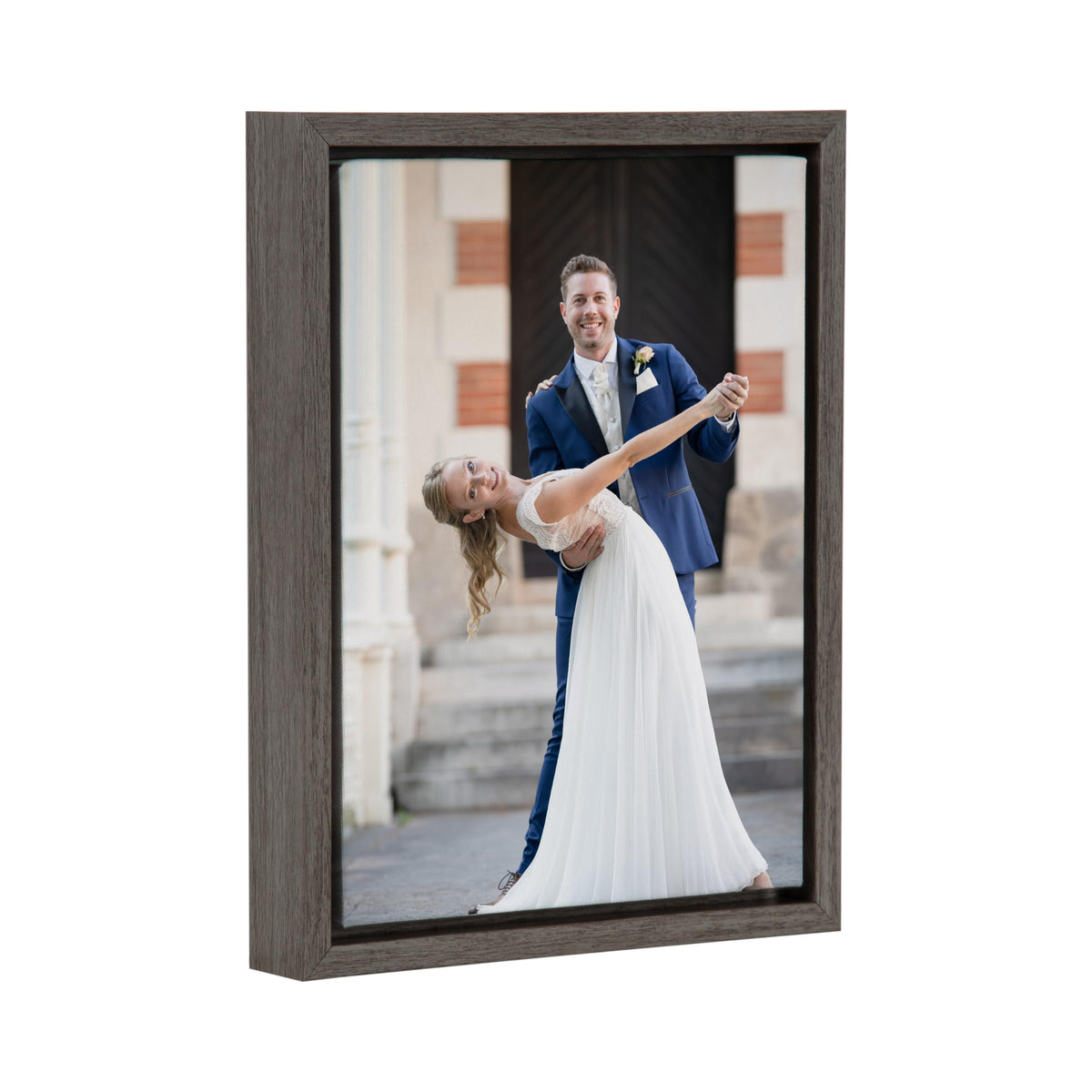 Kate And Laurel Custom Printed Framed Canvas Wall Art, 10X13 Gray, Sylvie Personal Canvas Print With Your Photos For Bedroom Or
