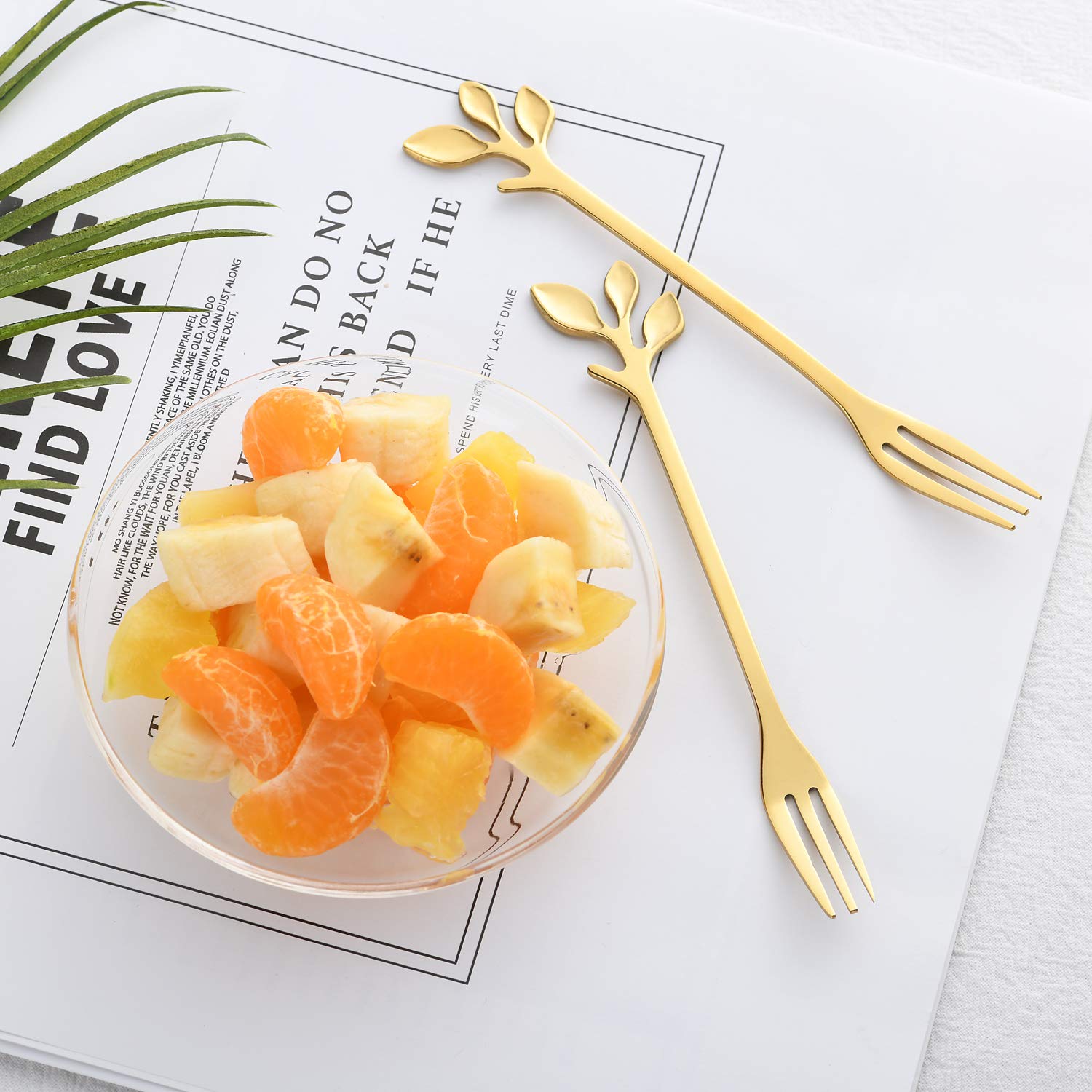 Gold Stainless Steel Dessert Fruit Forks Set Of 8, Tableware Flatware Party Supplies, 4.7 Inch Specialty Demitasse Stirring Spoo