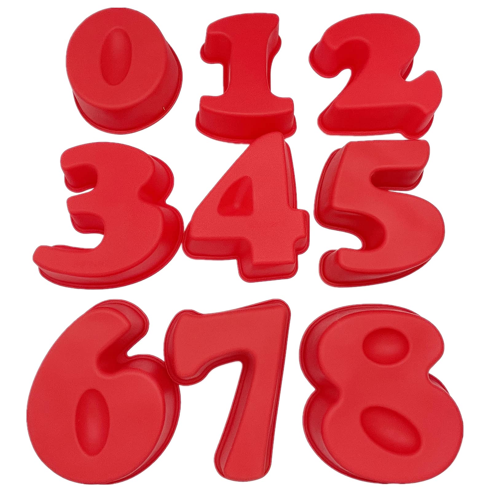 9 Pieces Middle Size Silicon Number Cake Moulds Silicone Cake Mold (6 Inch)