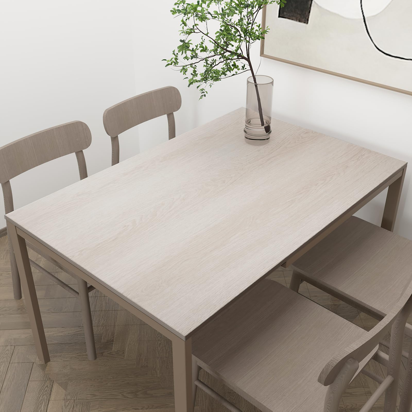 TOTIO Off-White Wood Grain Contact Paper Oak Textured Peel and Stick Wallpaper Roll 16x354in Air Guide Slot Design Matte Thicken