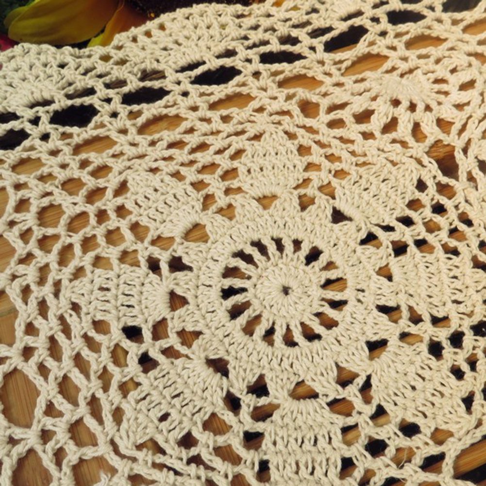 Laivigo Handmade Crochet Lace Table Cloth Doilies Doily,Rectangle,20 X 24 Inch,Beige