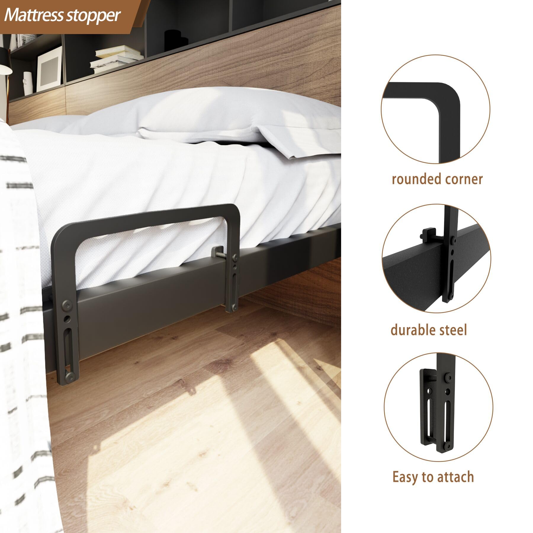 Koxhero Metal Bed Frame Mattress Slide Stopper(H5.2) Mattress Retainer Bar Bracket Holder 4Pcs Keeping Mattress From Sliding For