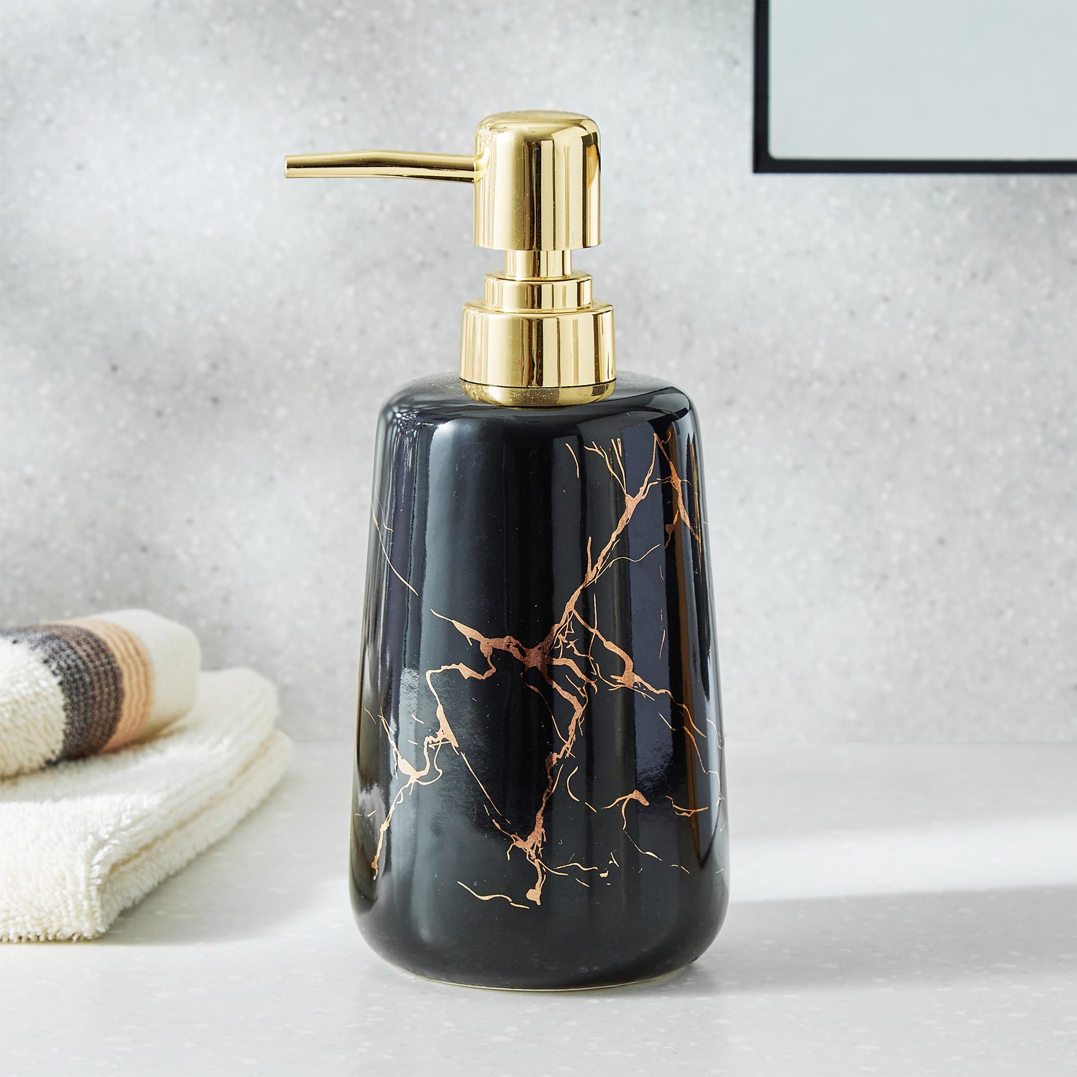 Home Centre Aubree Vince Ceramic Soap Dispenser, Black