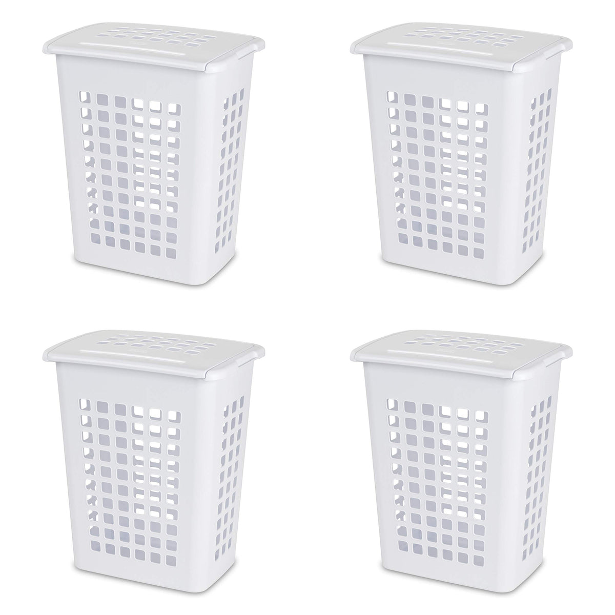 Sterilite Rectangular Lifttop Laundry Hamper With Lid, Handles To Easily Carry Clothes Between The Laundry Room And Bedroom, Pla