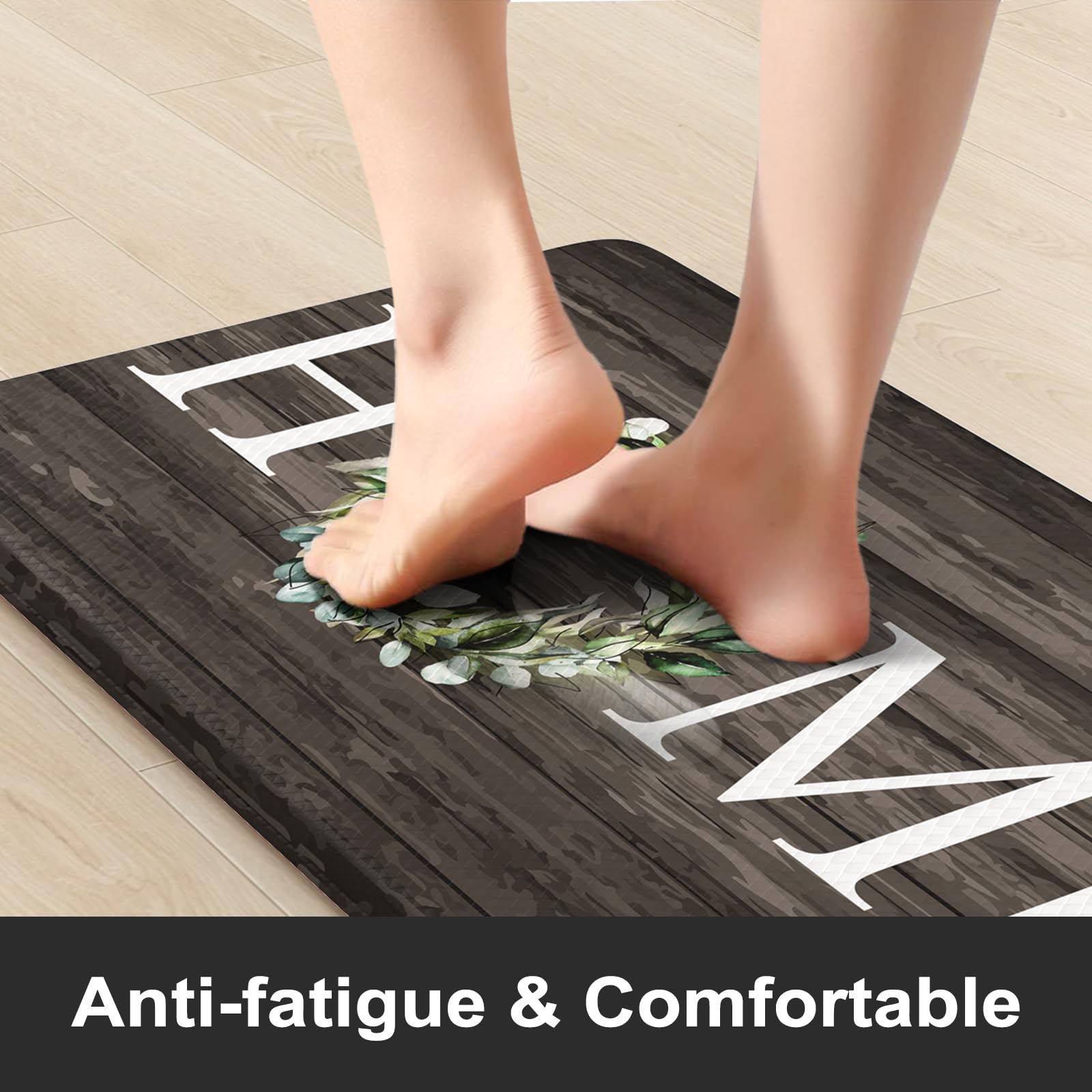 Kimode Anti Fatigue Kitchen Mat For Floor, 17.3''X29'' Farmhouse Kitchen Rug Non Slip, Cushioned Padded Kitchen Floor Mat, Comfo