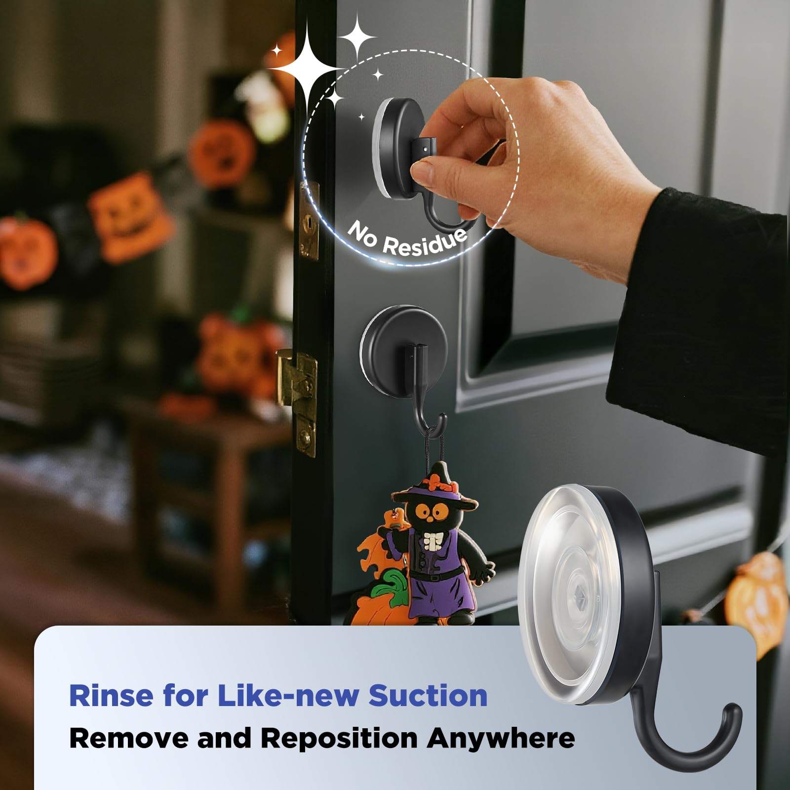 OUTXE Suction Cup Wreath Hanger, Upgraded Reef Hook for Front Door/Glass Window/Over Door, Christmas/Thanksgiving/Halloween/July