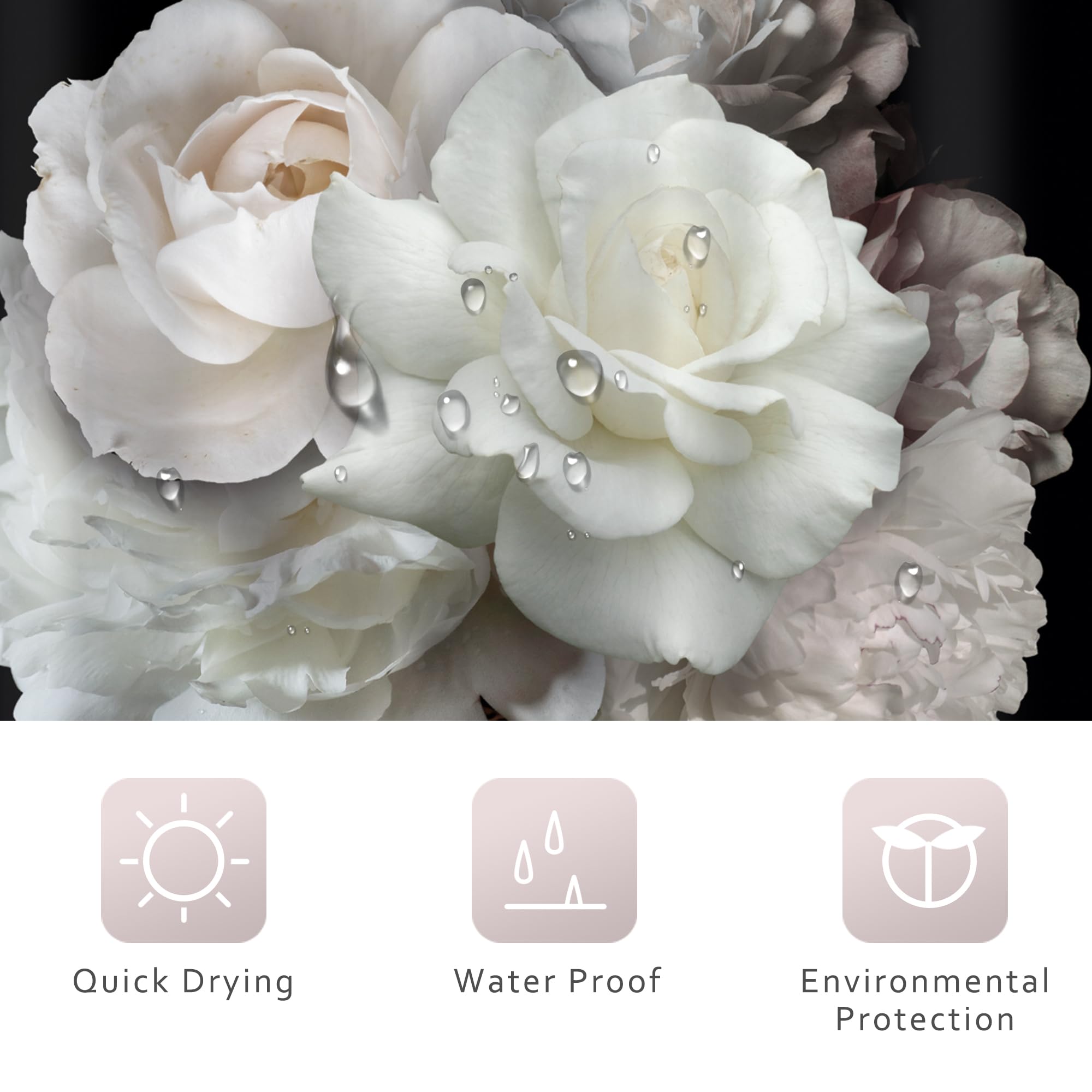 Riyidecor African American Shower Curtain 60Wx72H Inch Black And White Shower Curtains Floral Queen Peony Flower Rose Quotes Mod