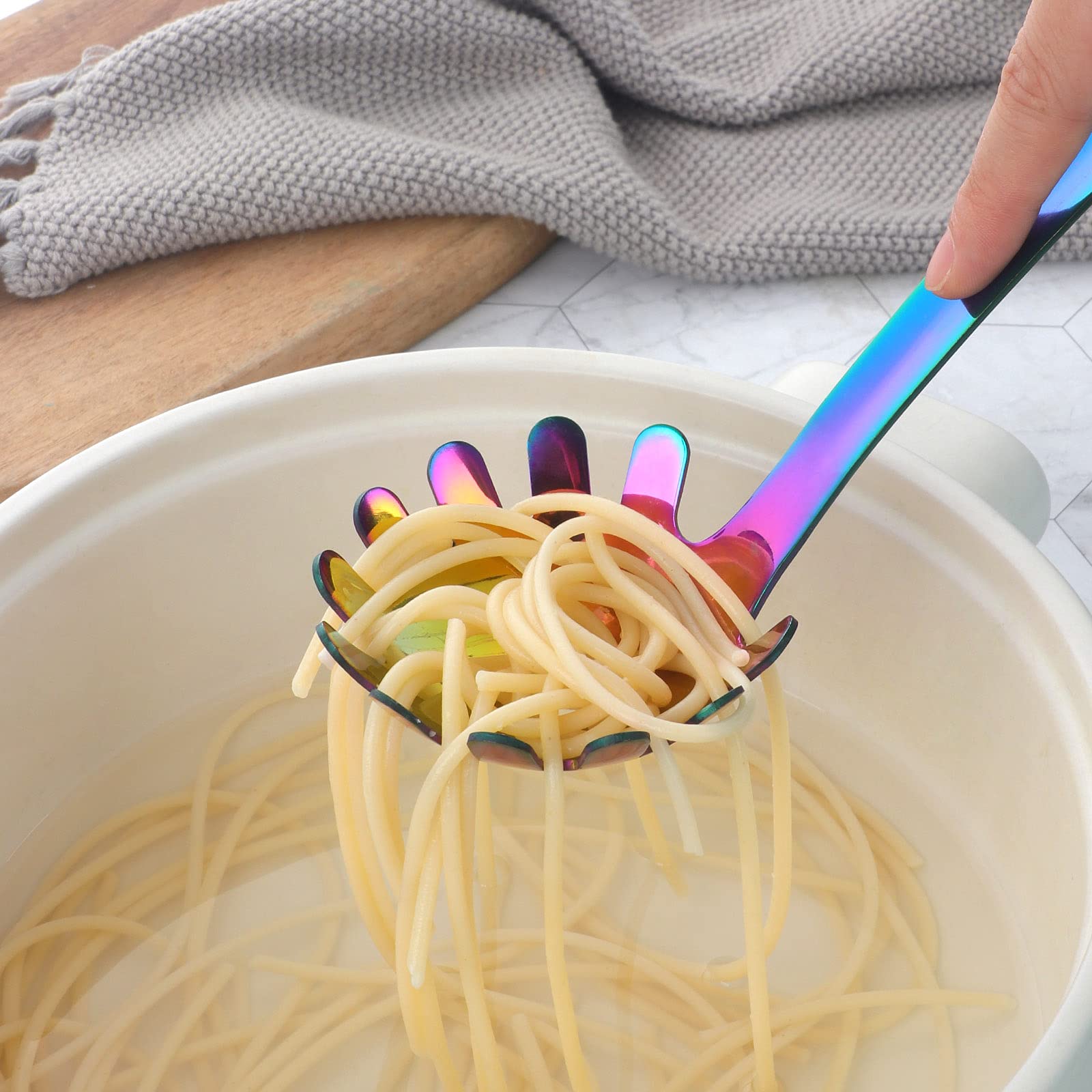 Buyer Star Kitchen Utensils Set 5 Pcs Cooking Utensils Stainless Steel 18/0 Kitchen Tool And Gadgets Salad Spoon Forks Gravy Lad