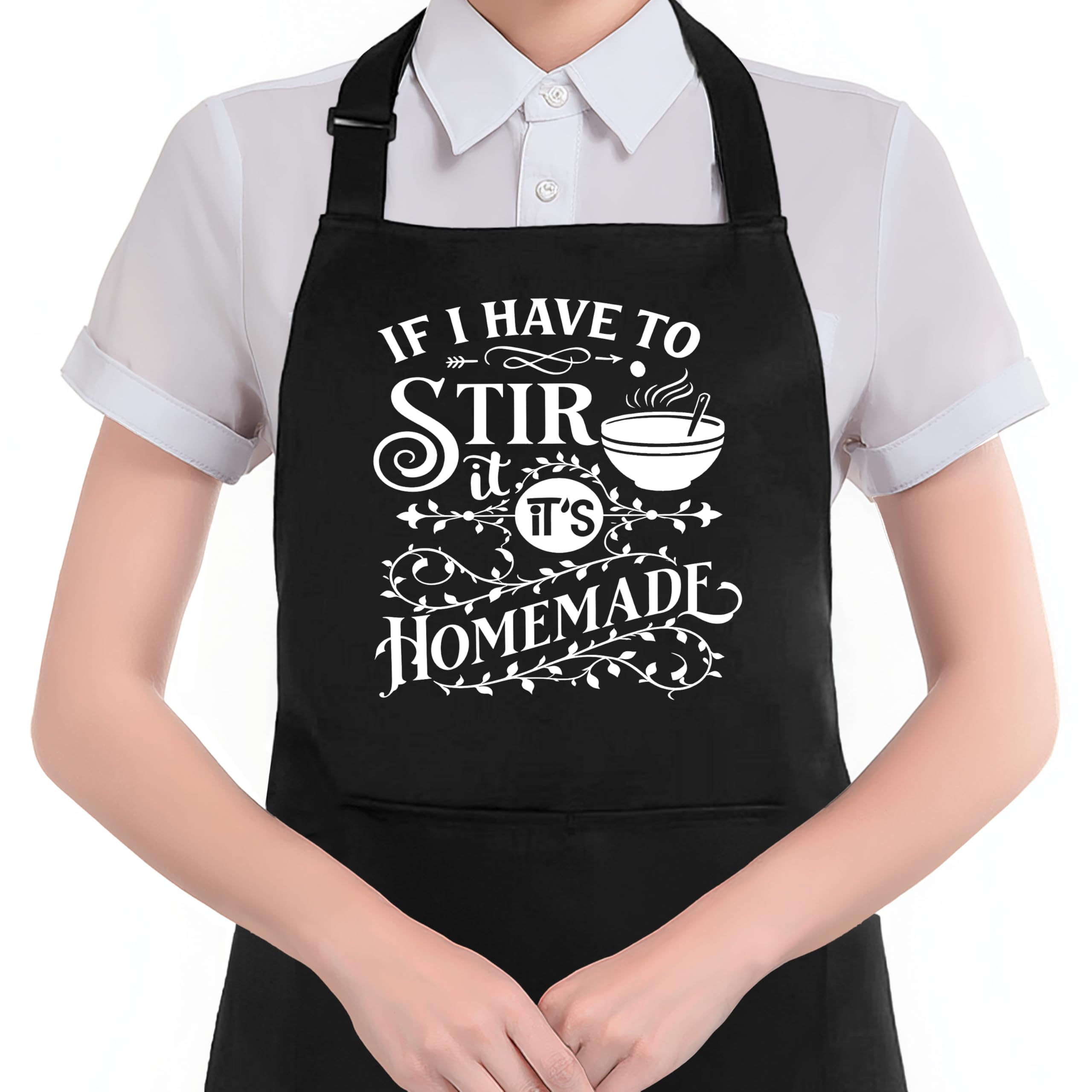 Hugane Kitchen Apron With Pockets, Gifts For Cooking Lovers, If I Have To Stir It ItS Homemade Waterproof Adjustable Cooking Ap