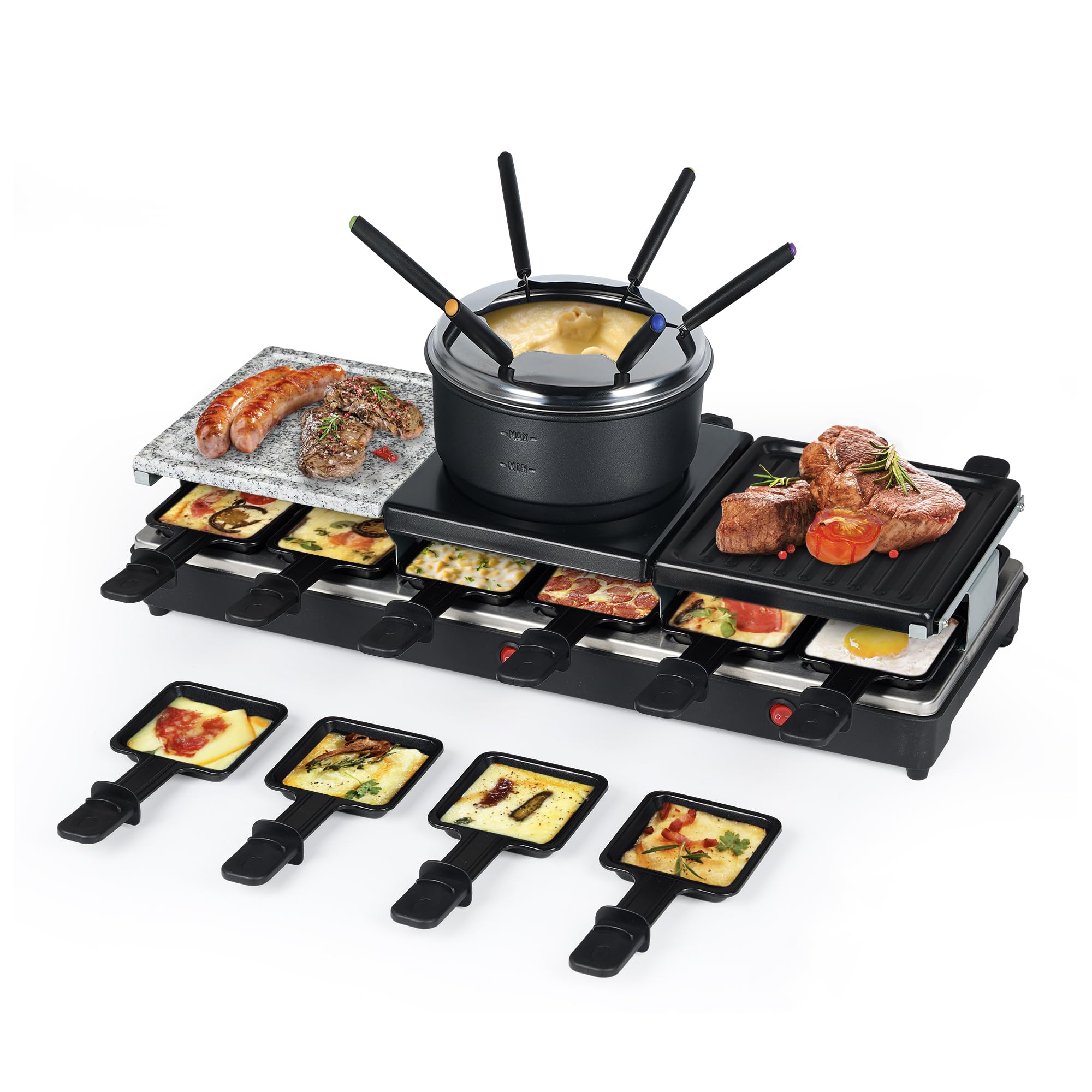 Saenchue Raclette Table Grill - Indoor Electric Grill Griddle - Nonstick Extra Large Reversible 4-In-1 Outdoor Dishwasher Safe W