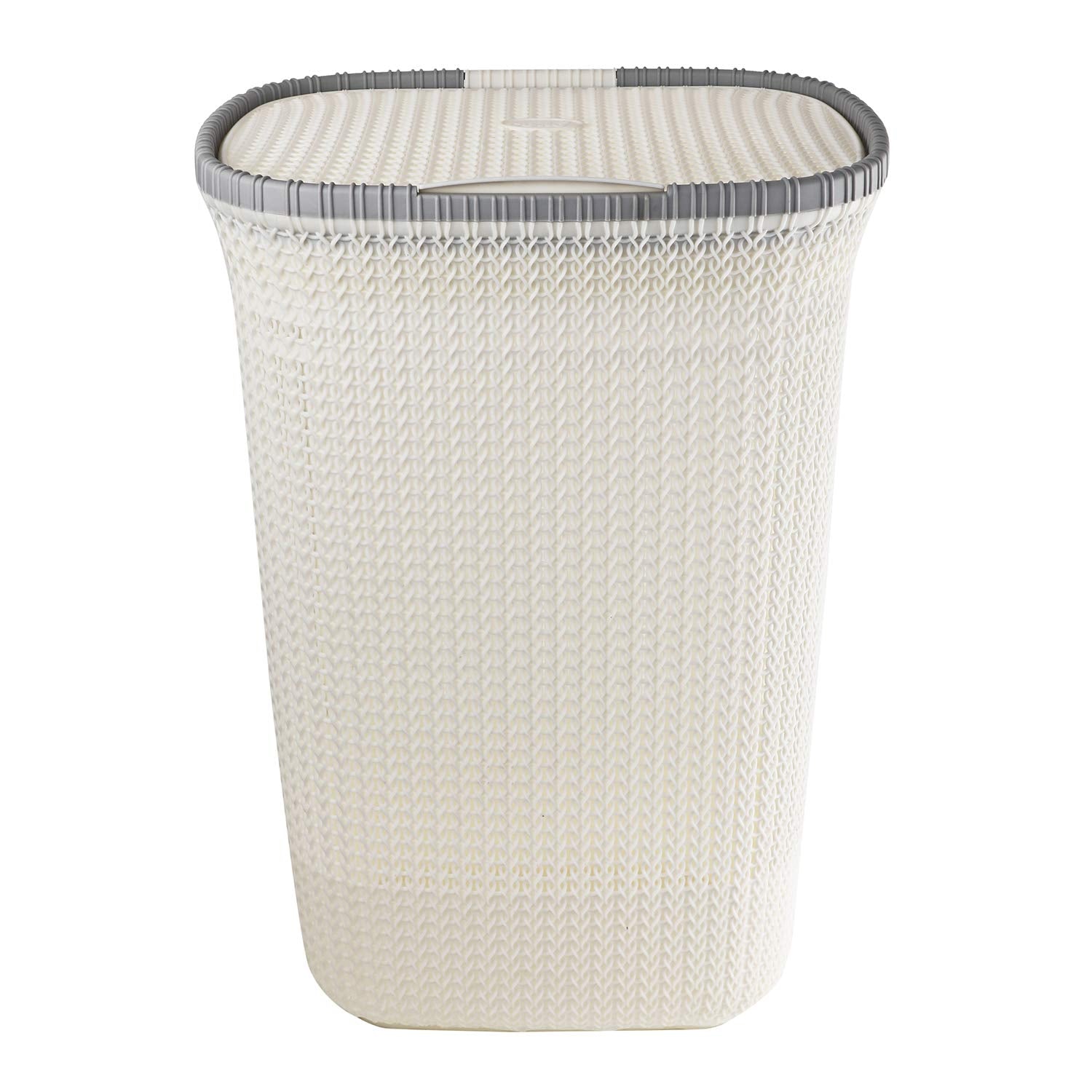 Cello Creta Laundry Bag/Basket With Lid, White, 50 Ltrs.