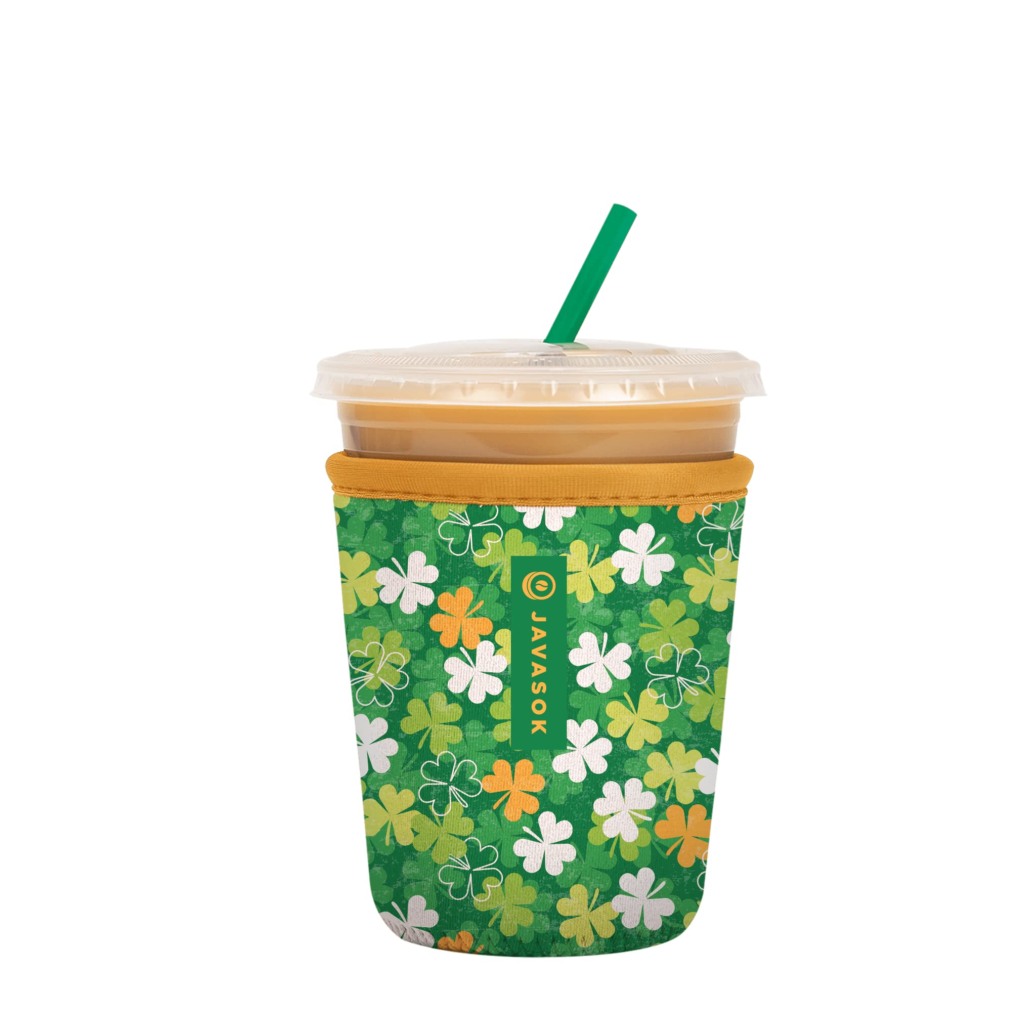 Sok It Java Sok Iced Coffee & Cold Soda Insulated Neoprene Cup Sleeve (Luck of the Shamrock, Small: 16-20oz)