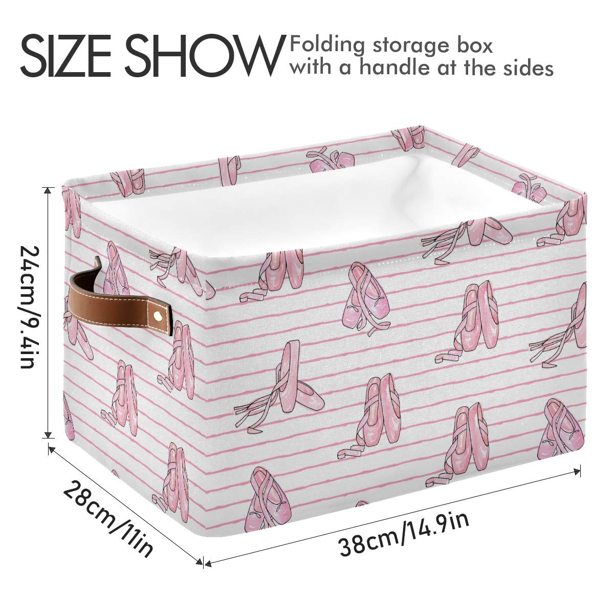Keepreal Ballet Shoes Storage Basket Bin, Large Cube Storage Box Canvas Collapsible Storage Organizer For Home Office Closet - 1