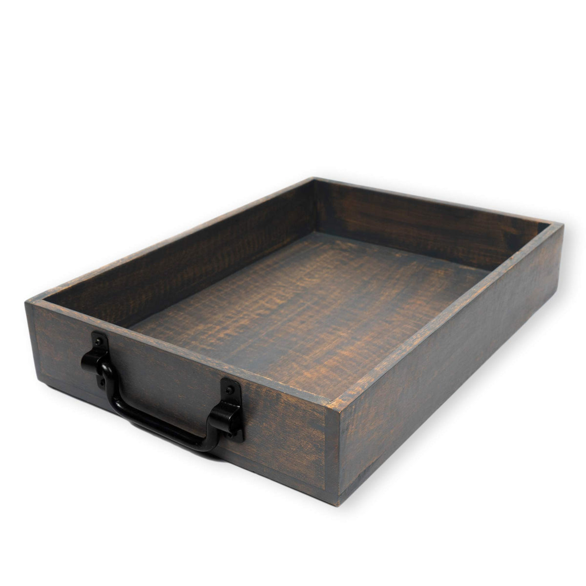 Gocraft Handmade Wooden Tray With Metal Handles | Decorative Serving Trays For Breakfast In Bed, Lunch, Dinner, Appetizers, Pati