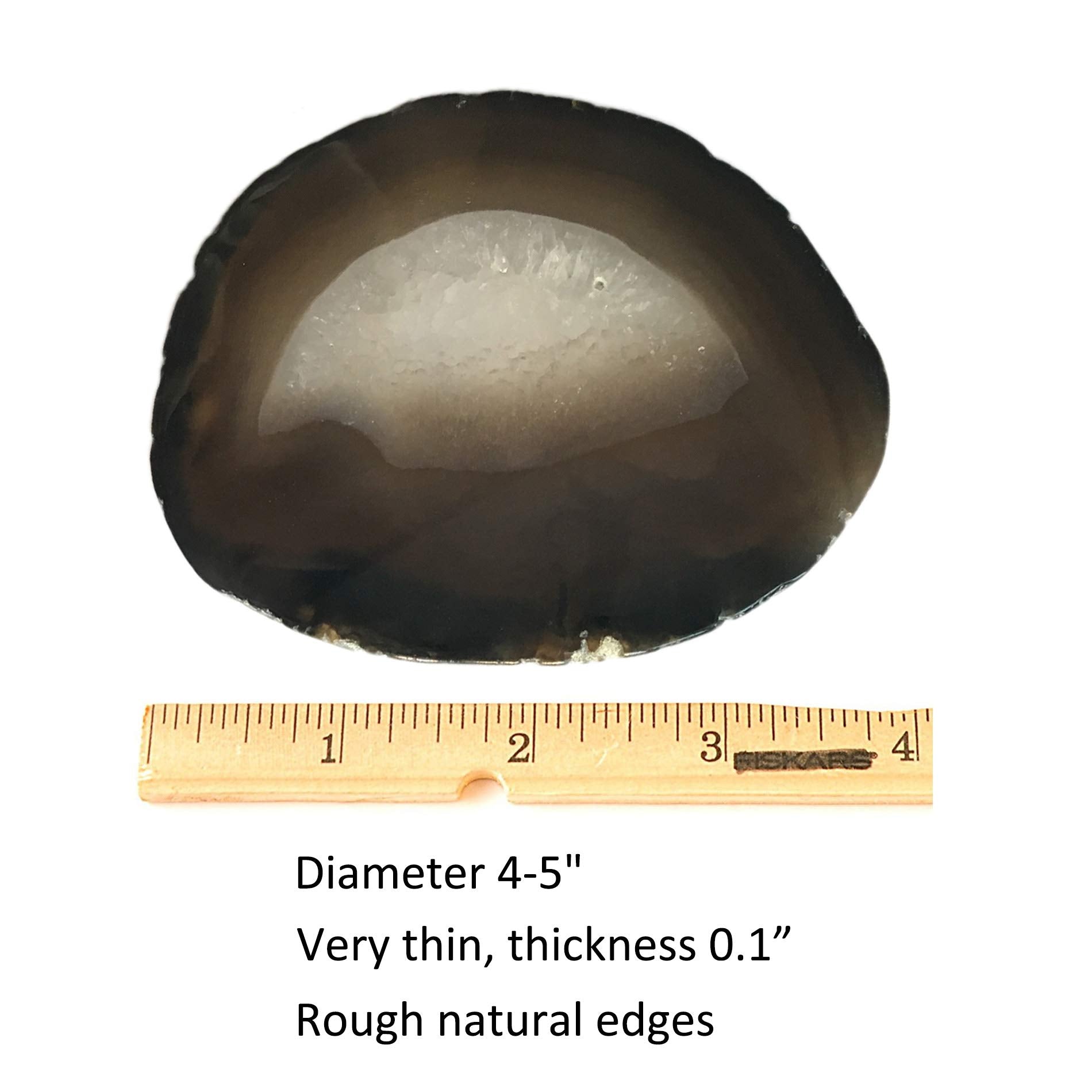 Amoystone Agate Coaster Geode Natural Black Stone Coaster Rock Beverage Cup Mat Set Of 4, Large 4-4.5''