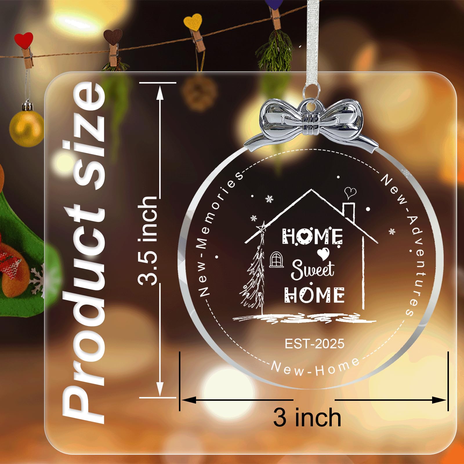 House Warming Gifts New Home Ornament 2025, First Christmas in New Home Ornament Crystal Glass, Housewarming Gift Presents for W