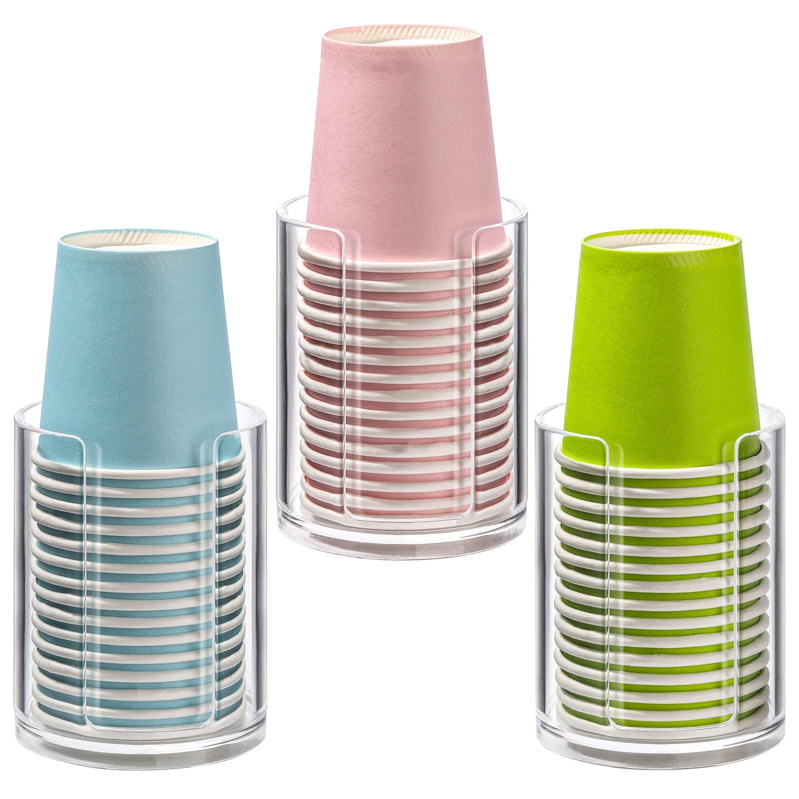 3 Pack Bathroom Cup Dispenser 3 Oz Countertop Storage Mouthwash Cups Holder, Plastic Small Disposable Paper Cup Holders For Bath