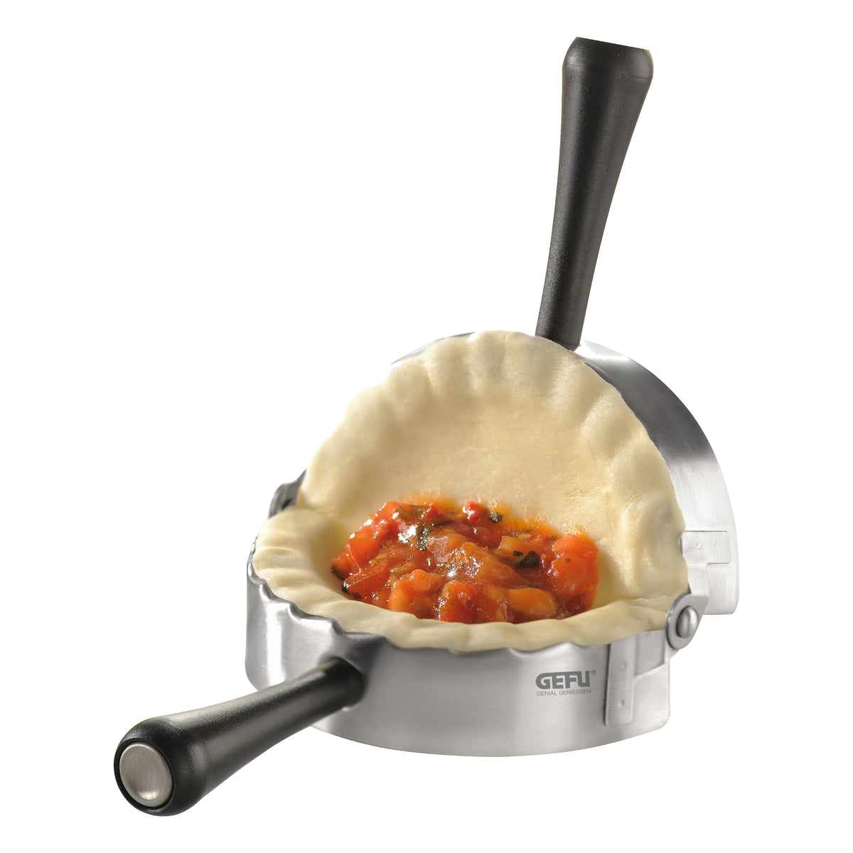 Gefu 28490 Ravioli & Pasta Mold Round, Silver & Black