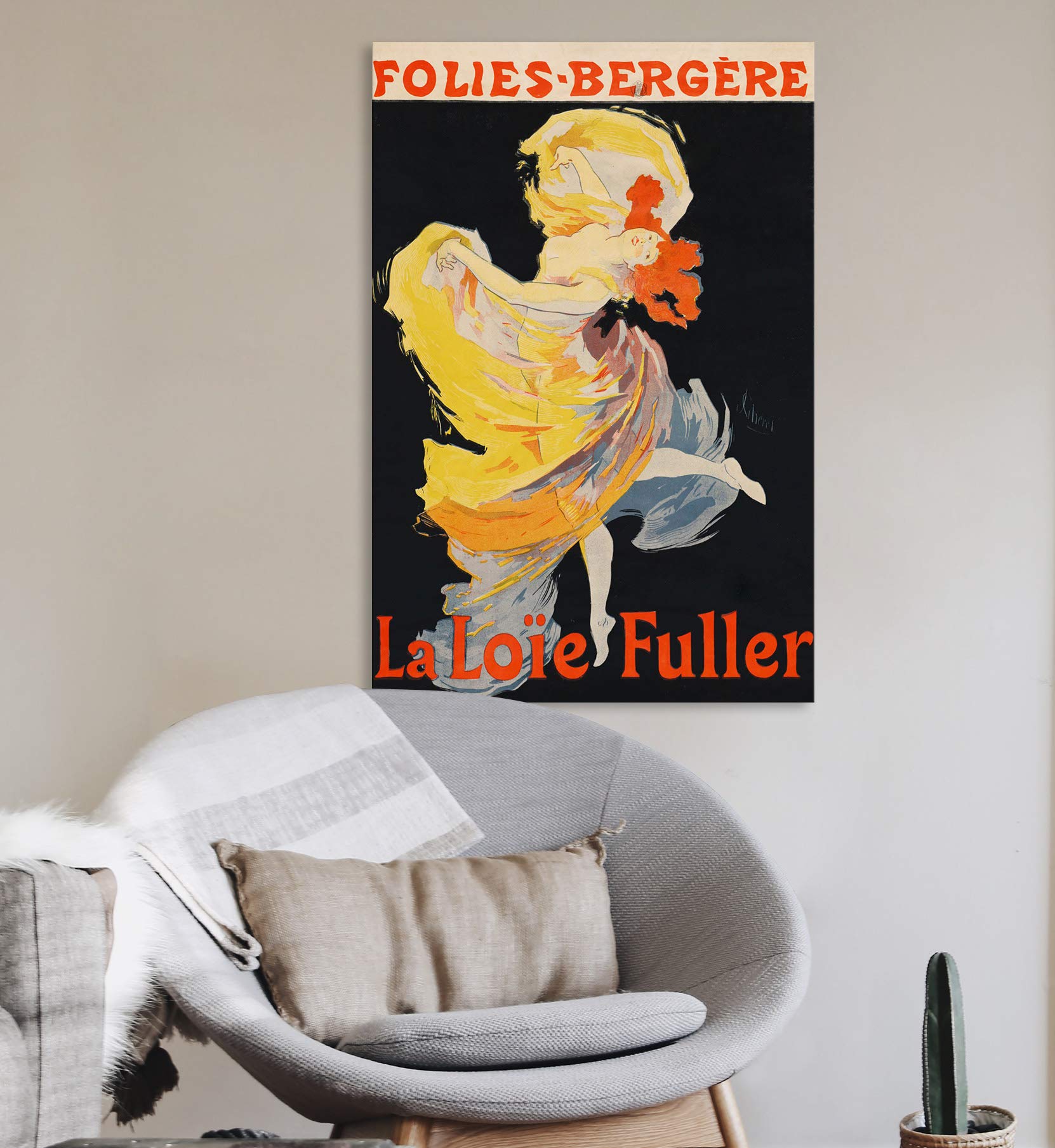 Canvas Print Wall Art - Vintage Poster Of American Dancer Loie Fuller By Jules Cheret - 12X18 Inches