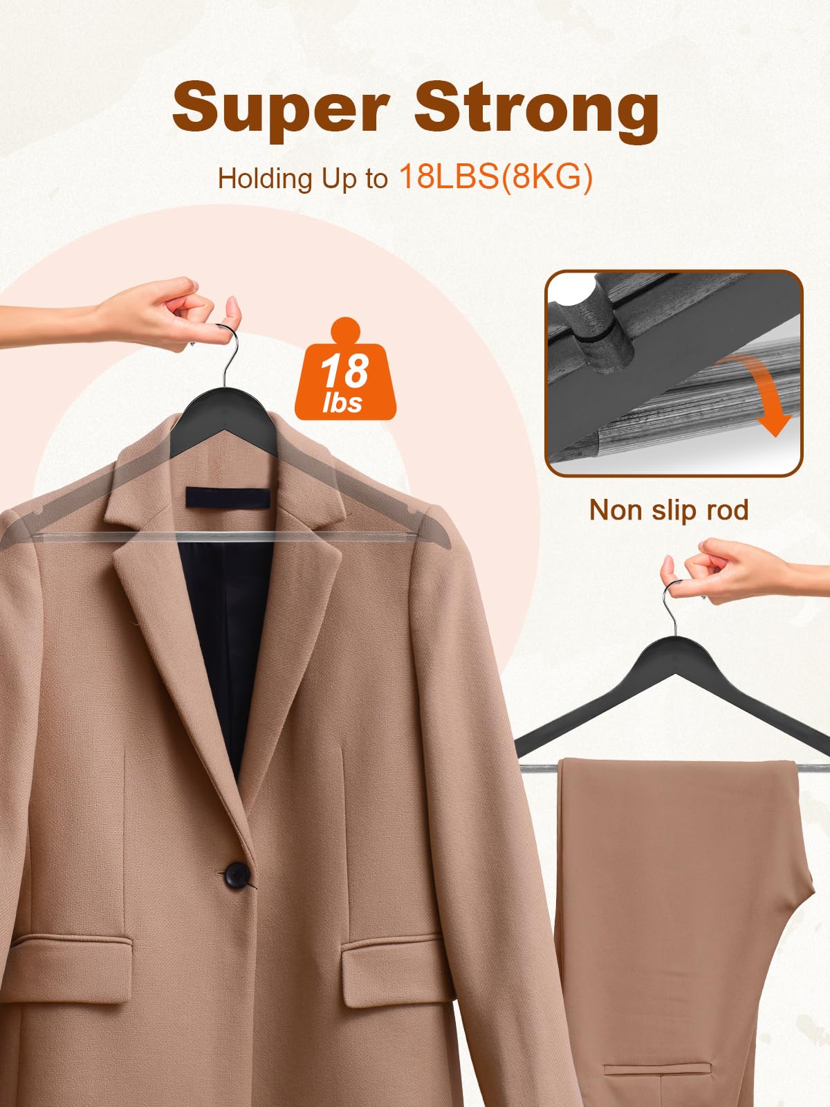 HOUSE DAY Black Wooden Hangers 20 Pack Wood Clothes Hangers Smooth Finish Wooden Coat Hangers for Closet Heavy Duty Hangers Solid Wood Hangers Suit Hangers for Clothes  Jacket  Shirt  Tank Top  Dress