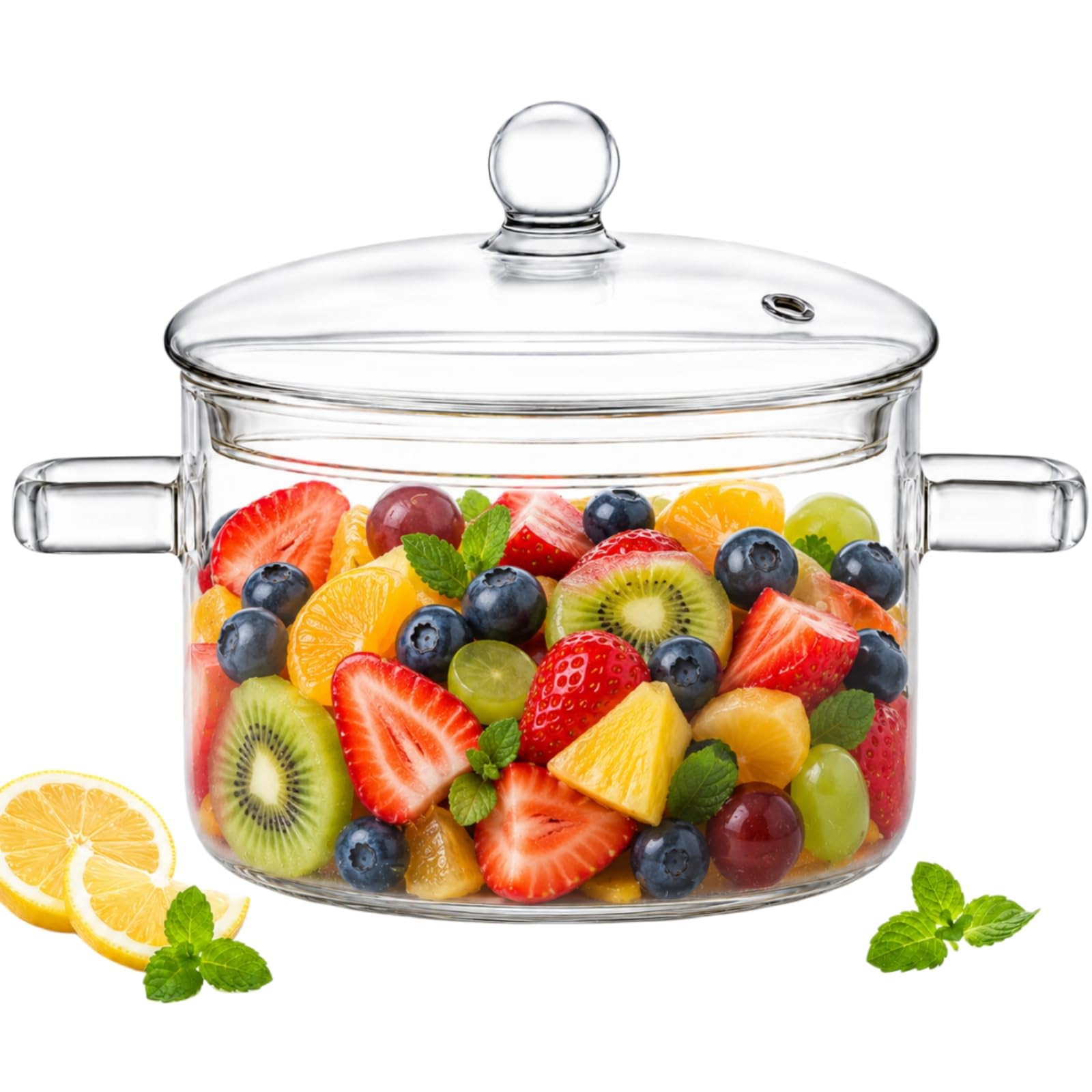 Glass Simmer Pot with Lid, Clear Glass Saucepan, HeatResistant Borosilicate Glass Stovetop Pot for Stove Potpourri, Saucepan Po