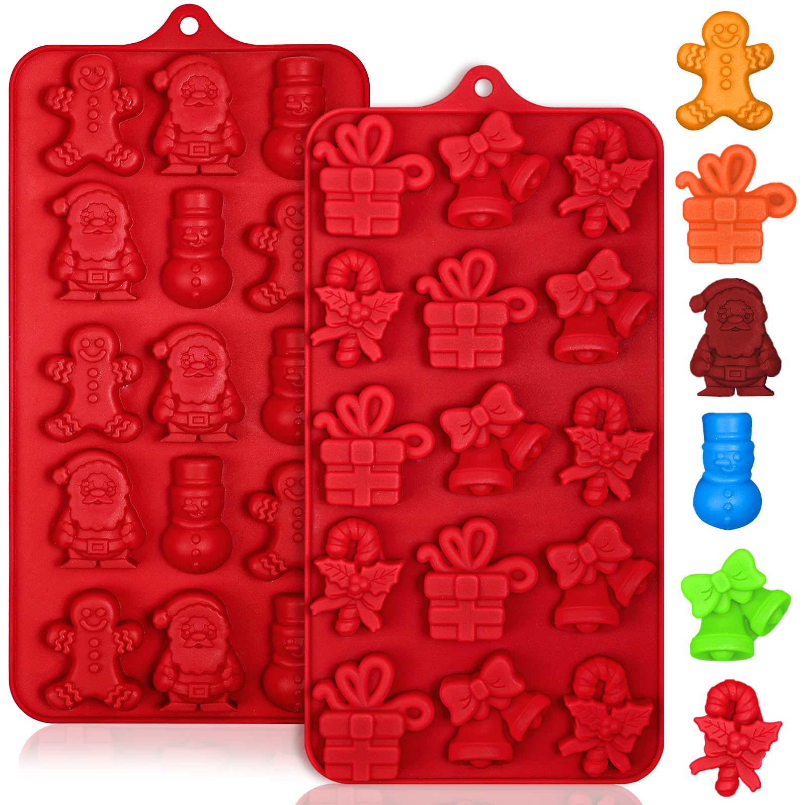 Koluti Silicone Christmas Chocolate Mold Baking Molds, 15 Cavity Nonstick Food Grade Candy Jelly Gummy Fudge Ice Pet Treats Soap