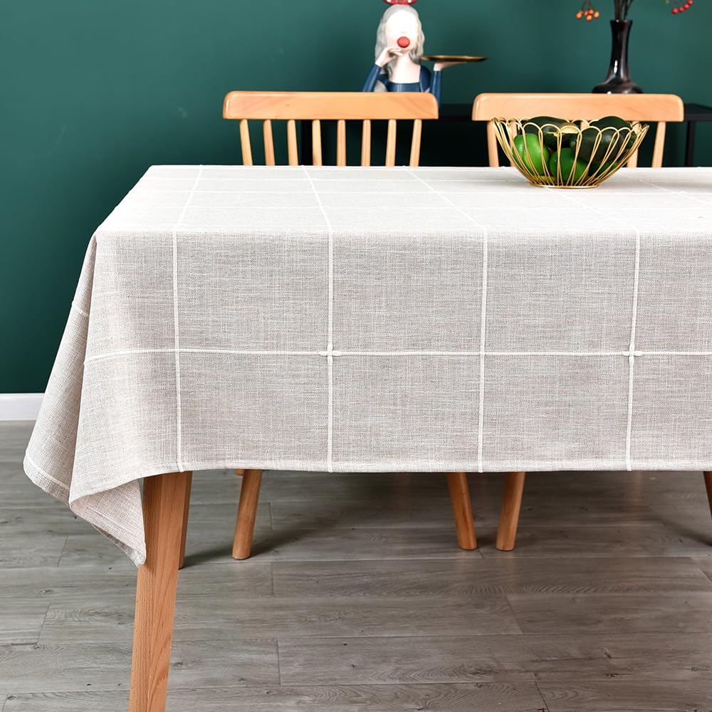 Yofori Heavy Duty Cotton Table Cloth for Rectangle Table Rectangular Farmhouse Vintage Tablecloth Washable Rustic Table Cover (L