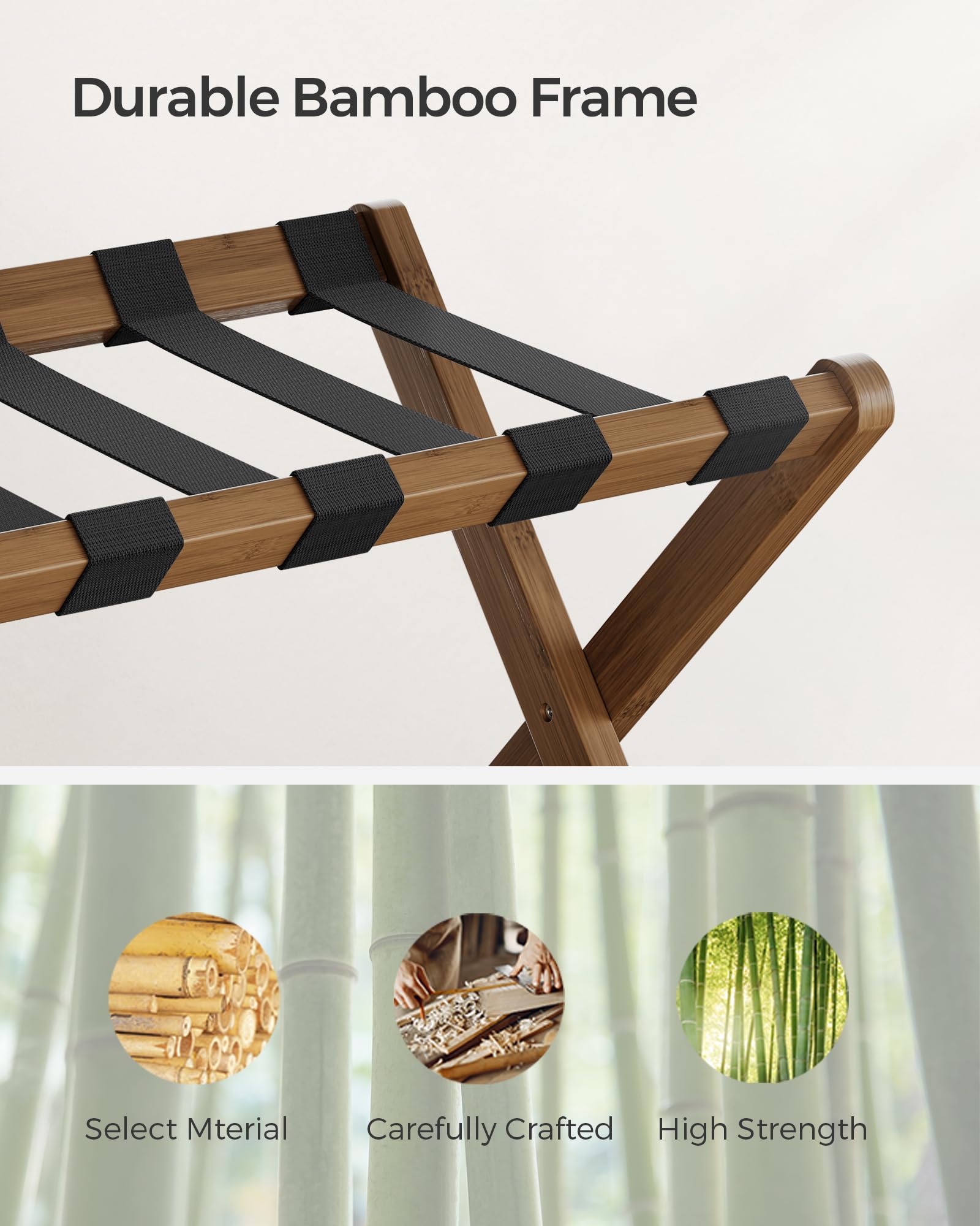 Songmics Luggage Rack, Set Of 2, Folding Suitcase Stand With Storage Shelf, For Guest Room, Hotel, Bedroom, Heavy-Duty, Holds Up