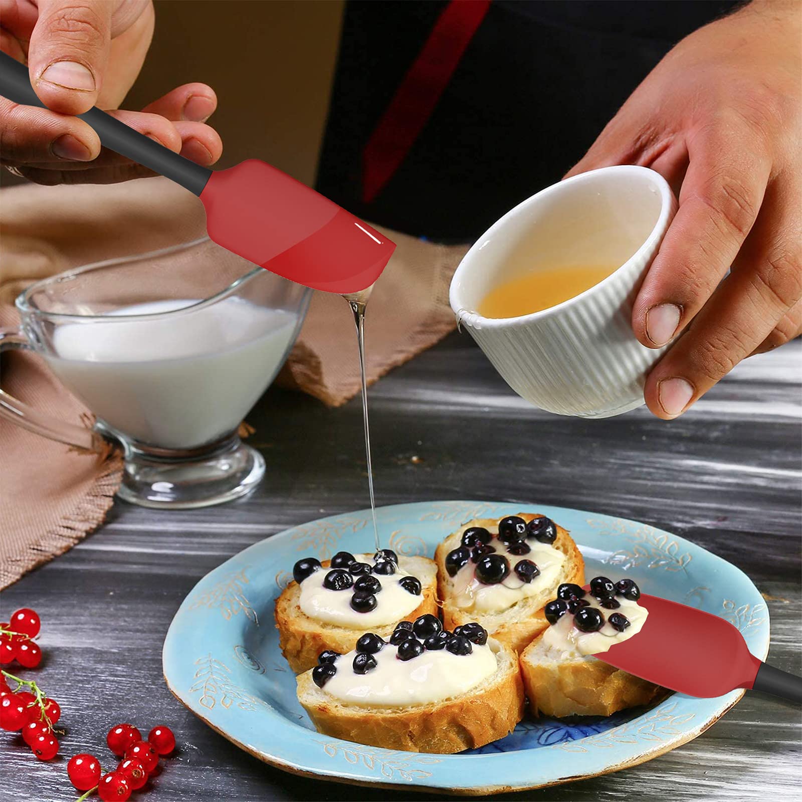 Silicone Spatula Set Of 5,High Temperature Resistant, Food Grade Silicone, Dishwasher Safe, For Baking, Cooking (Red)
