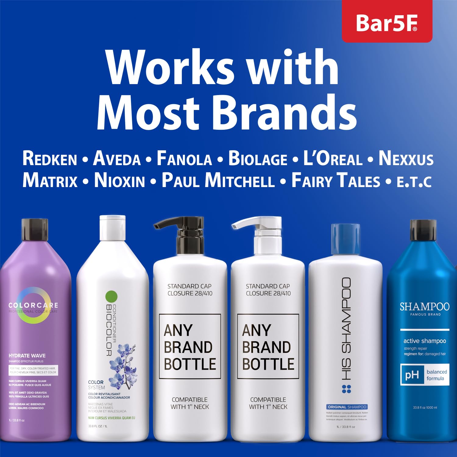 Bar5F Pumps For Shampoo And Conditioner Bottles For 33.8 Oz (1-Liter) For Salon Brands 2-Pack