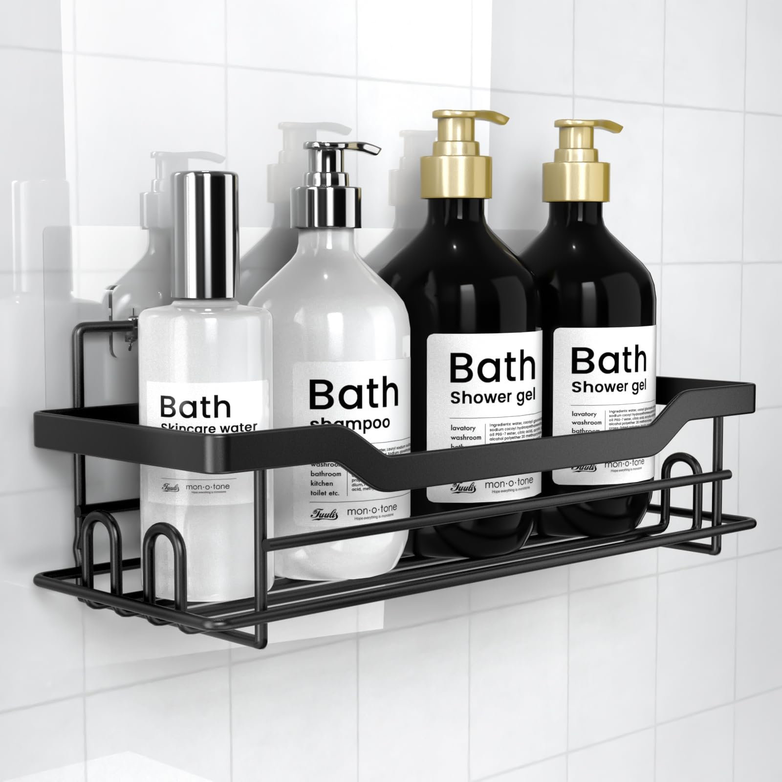 BATHDESIGN Shower Caddy Shelves Organizer Rack, Single Pack Shower Caddy, Shower Shelves for Inside Shower, No Drilling Wall Mou