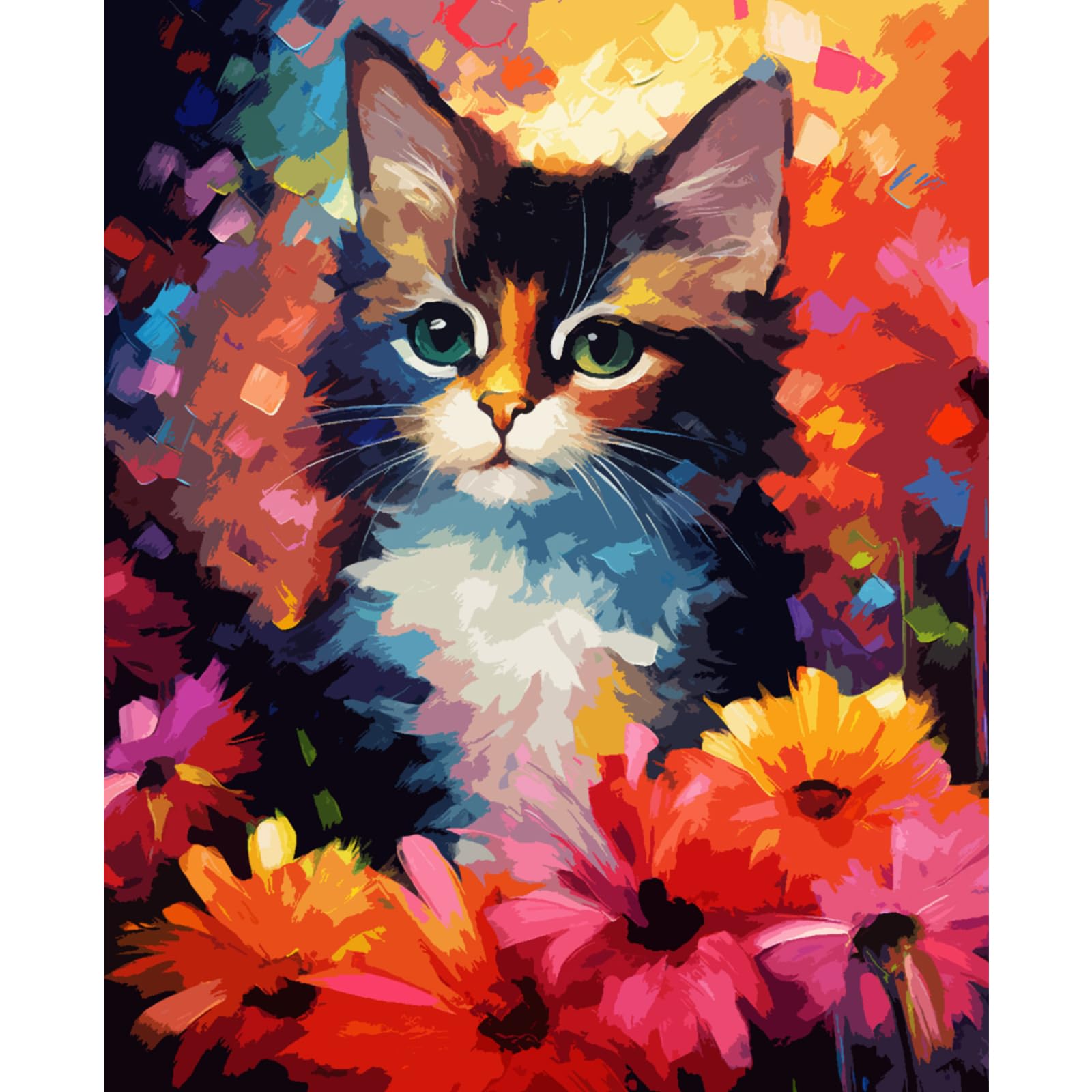 Tucocoo Cute Cat Paint By Number For Adults, Diy Digital Oil Painting Kits On Canvas With Brushes And Acrylic Pigment, Abstract