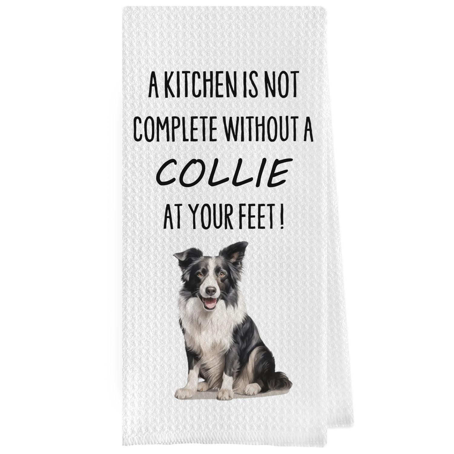 Geqtt Funny Collie Dish Towels - Border Collie Decorative Waffle Weave Kitchen Towels, Dog Gifts Hand Towel, Tea Towel (16?4 Inc