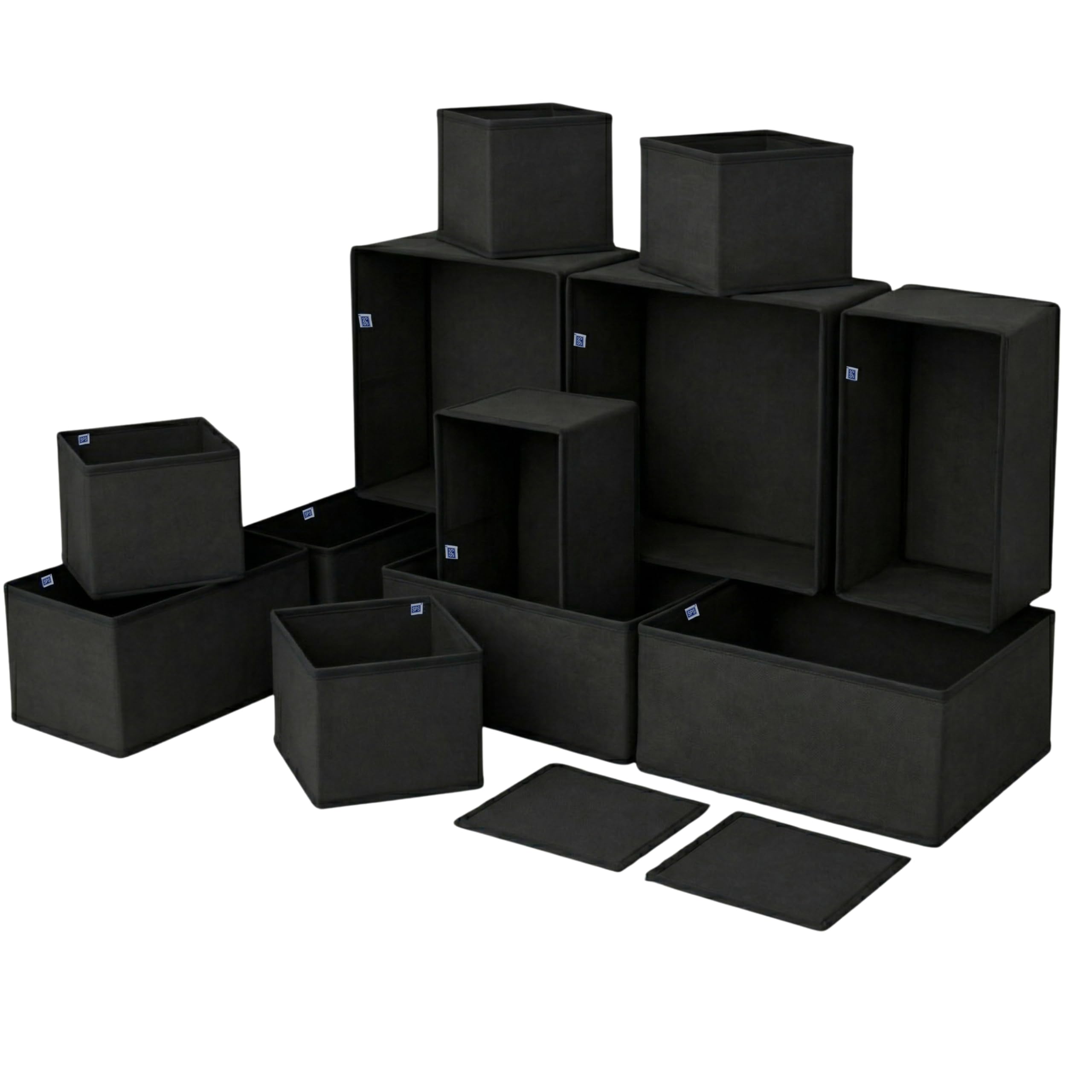 Skrill 12Piece Foldable Cloth Storage Box Set | Odourless Cube Baskets, Bins & Dividers For Closet & Dresser Drawer Organizatio