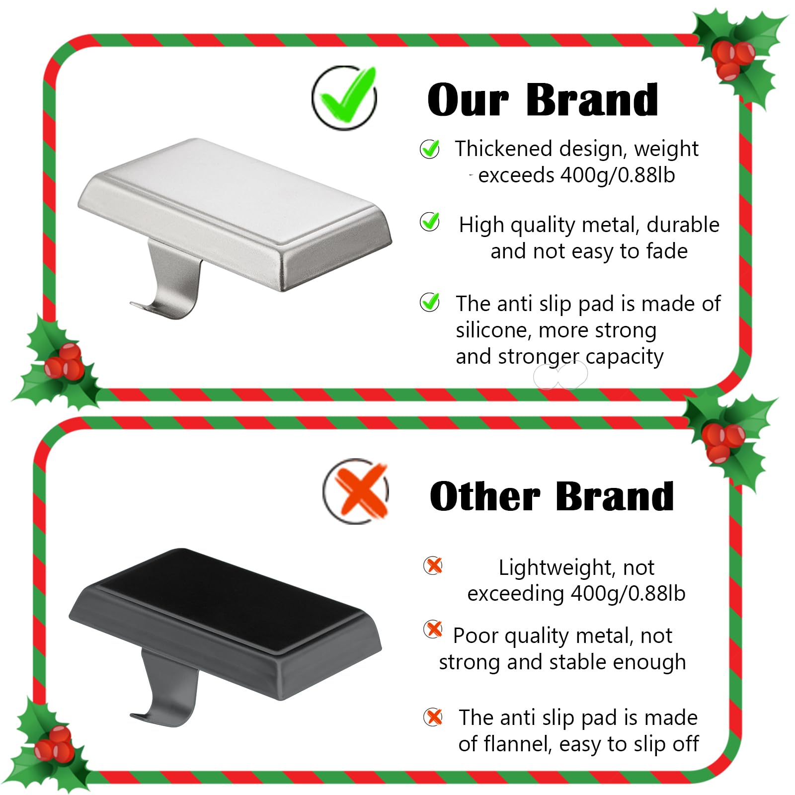 Festanlee 2 Pack Christmas Stocking Holders Ornament Hooks Mantel Weighted Stocking Hangers Metal Hanging Hooks Heavy Duty Stock