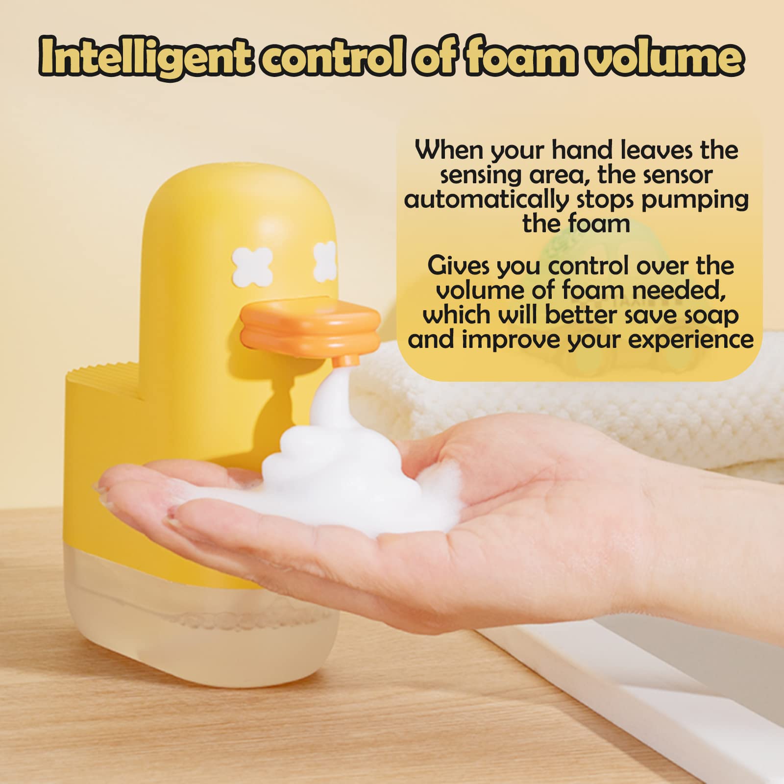 Seawah Automatic Foaming,Rechargeable Cute Bubble Duck Touchless Hand Foam Soap Dispenser For Bathroom,Smart Electric Sensor Soa