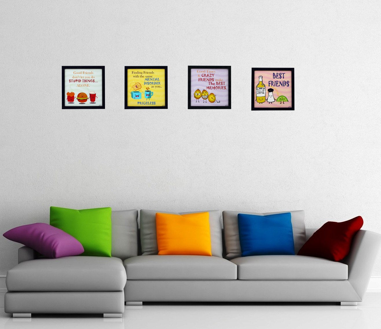 Indianara Motivational Quote Framed Wall Hanging Laminated Painting, 9.5 Inch X 9.5 Inch, Multi, Set Of 4 (Style 3)