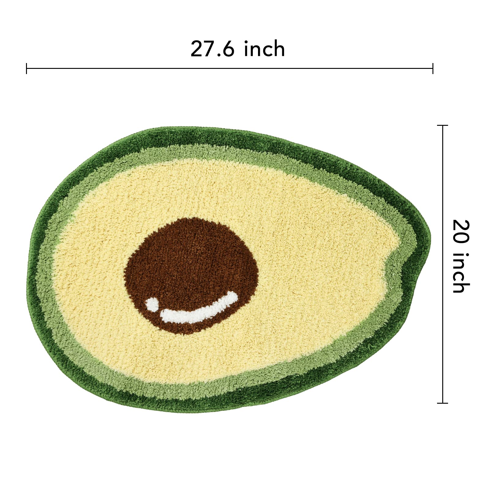 FROZZUR Avocado Bath Mat  Non Slip Bathroom Mats  Fun Cartoon Avocado Decor  Fruit Shaped Absorbent Bathtub Rug Bathroom Tub Plush Shower Rugs Washable