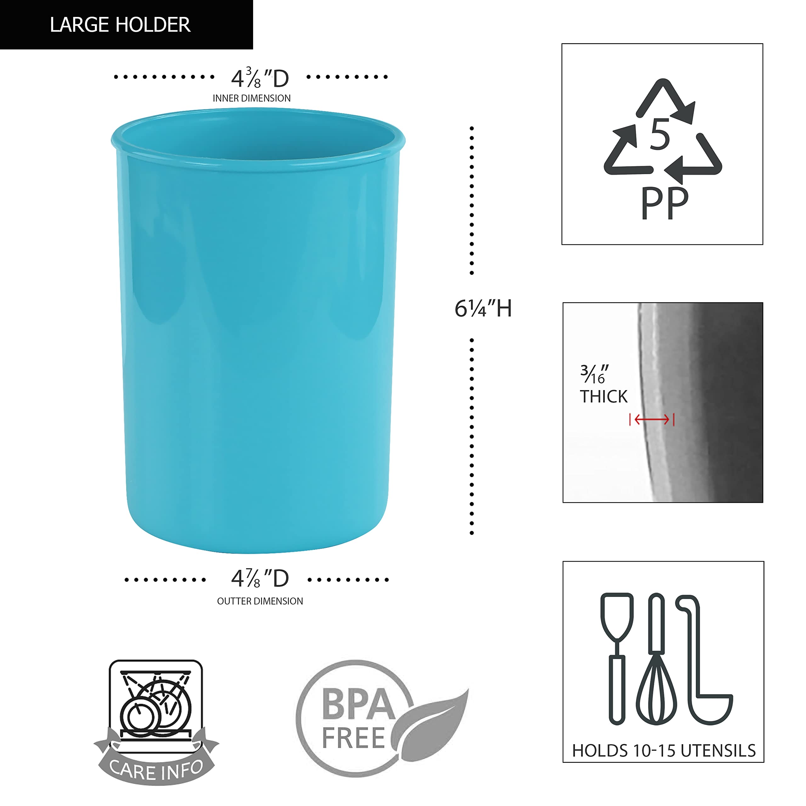 Reston Lloyd Multipurpose Utensil/Crock Holders Organize Wide Variety Of Sizes Of Utensils & Tools, Includes Extra Large, Large,