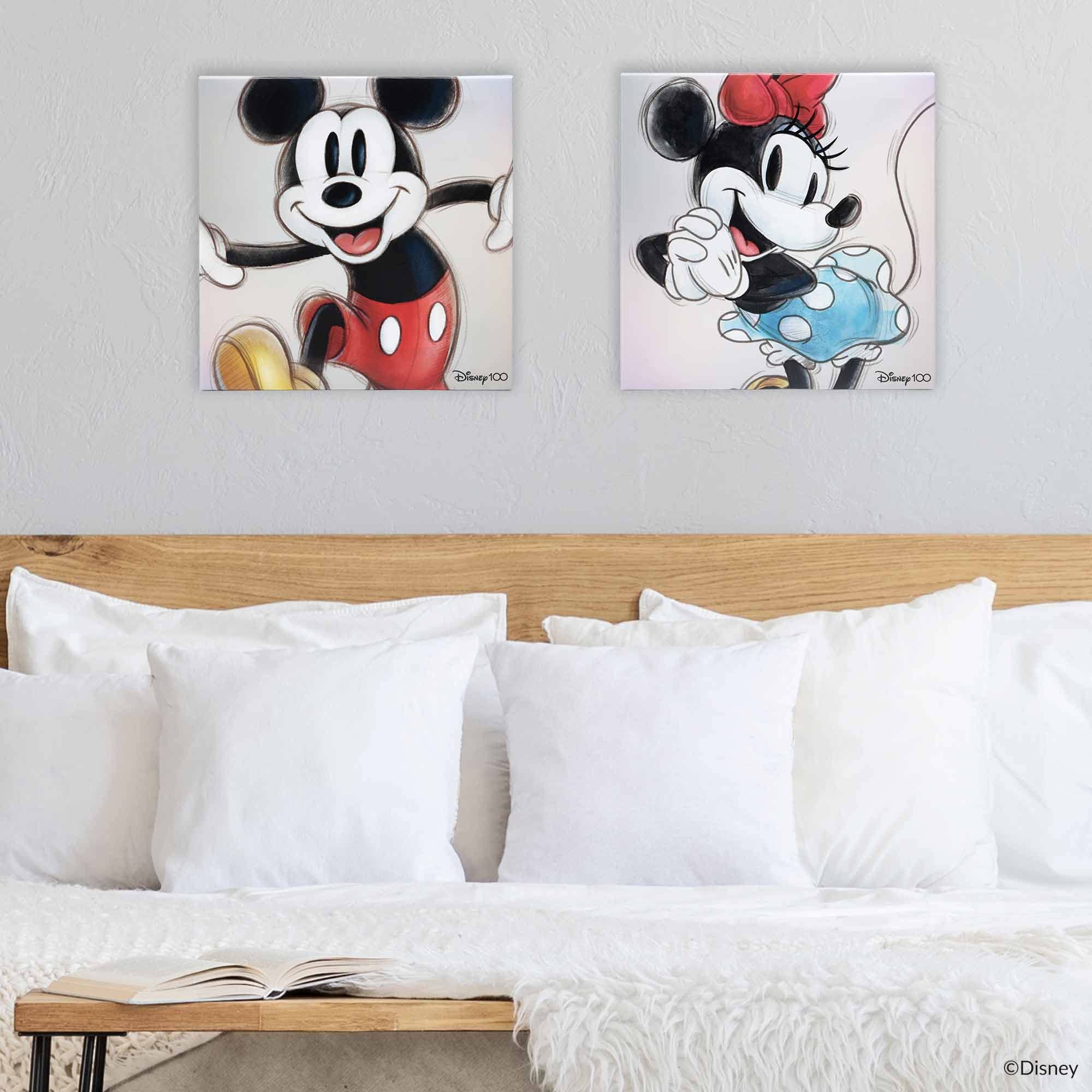 Open Road Brands Disney Mickey Mouse Sketch Gallery Wrapped Canvas Wall Decor - Classic Mickey Mouse Wall Art For Home