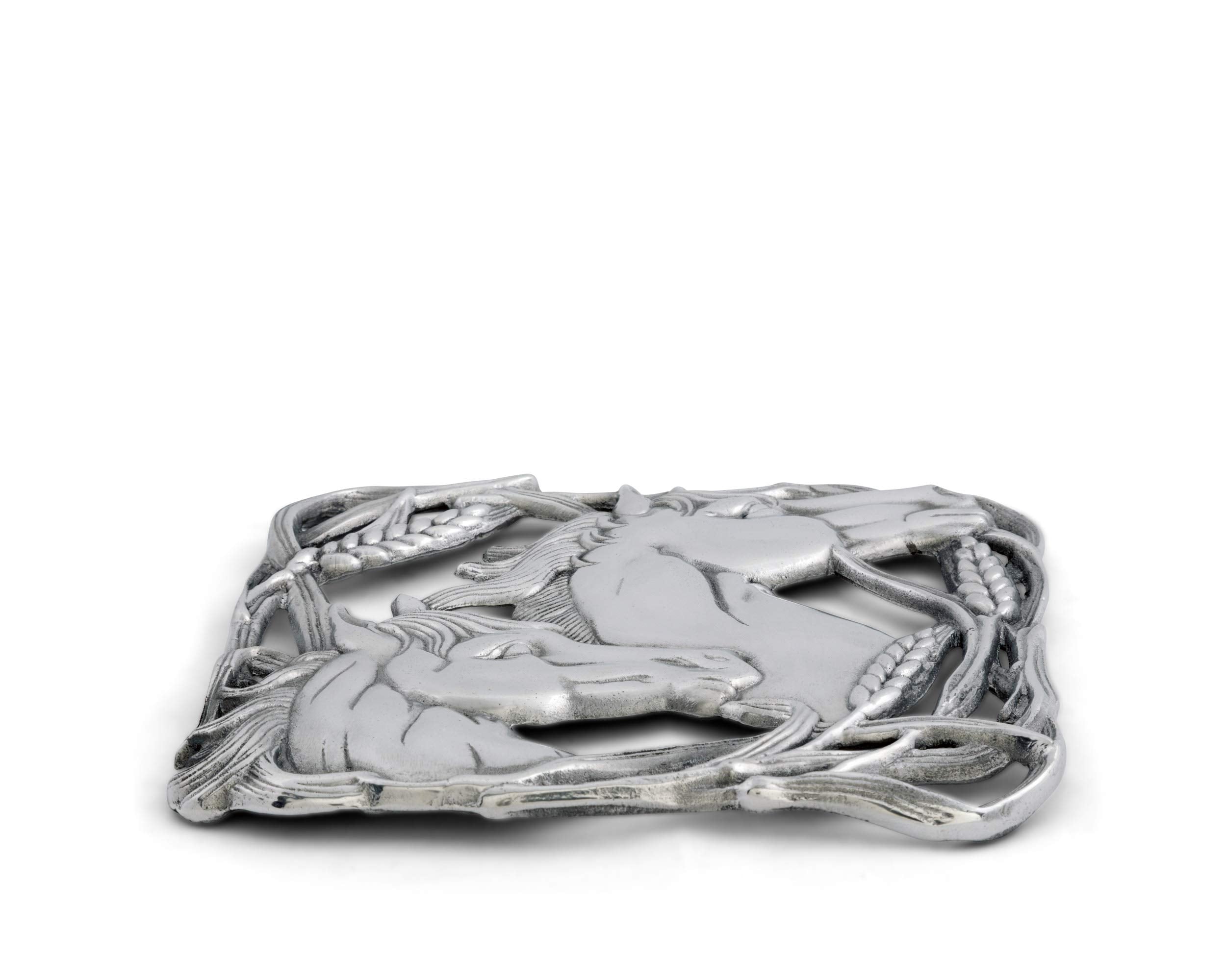 Arthur Court Designs Aluminum Horse With Wheat Trivet Hot Pans Pots Dishes Or Teapot 8 Inch Diameter