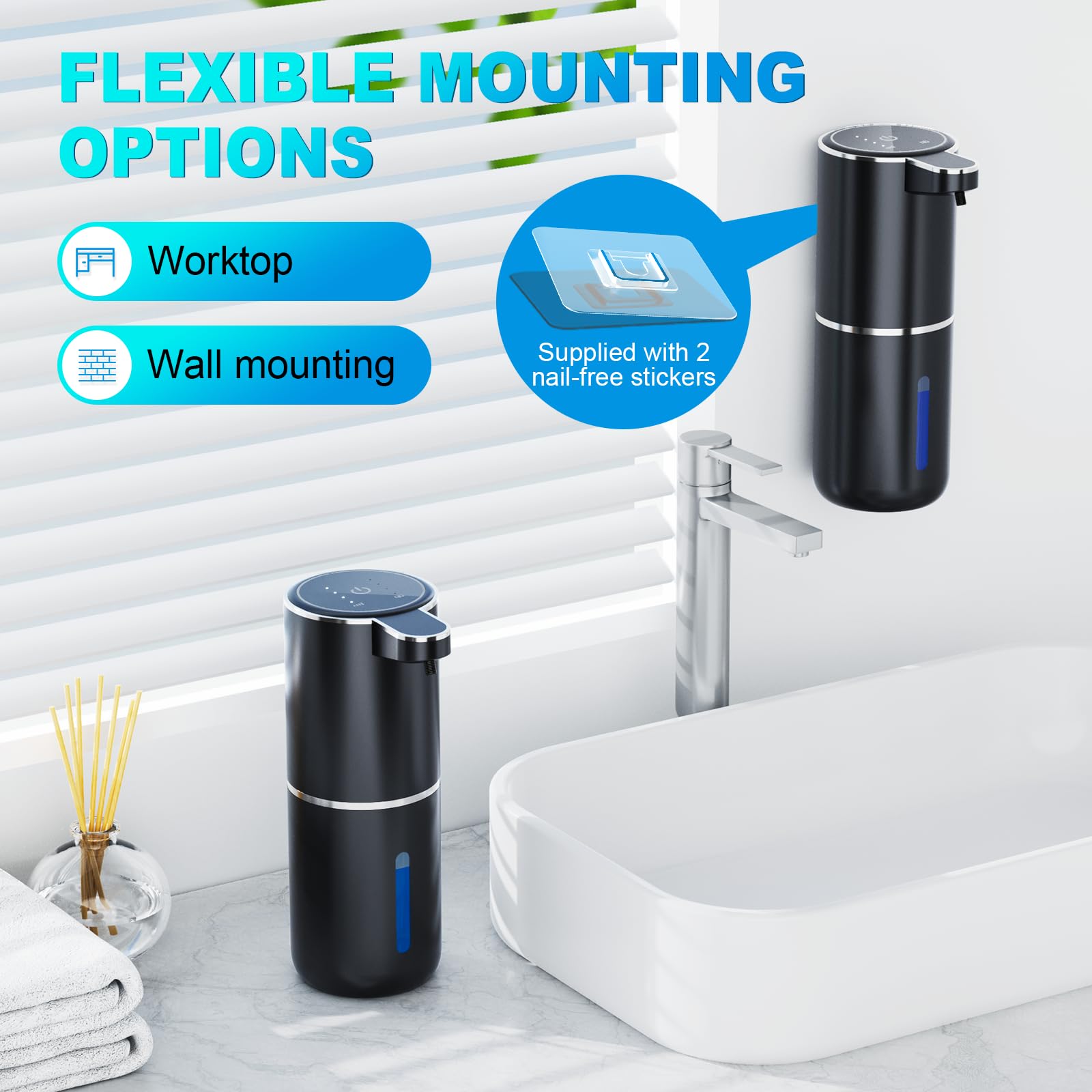 Automatic Soap Foaming Dispenser,380Ml Wall Mount Touchless 4 Gear Adjustable Electric Soap Dispenser,Usb Rechargeable With Infr